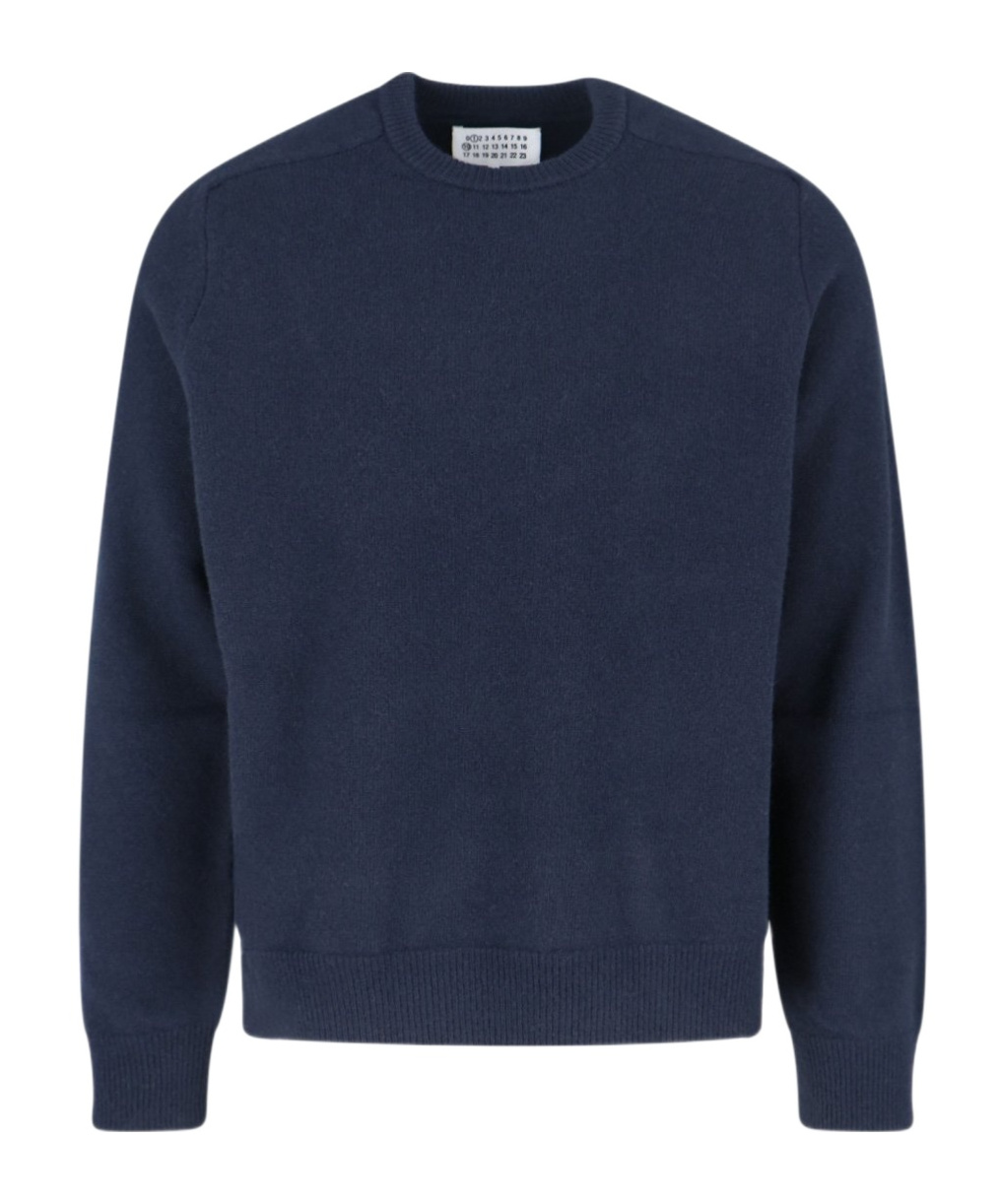 Maison Margiela Crew-neck Wool Jumper In Blue