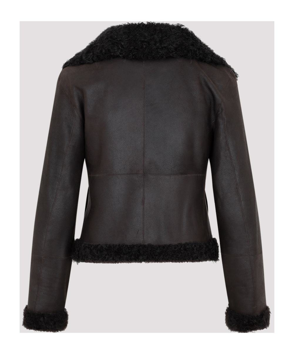 Shop Akris Shearling-collar Leather Jacket In Black
