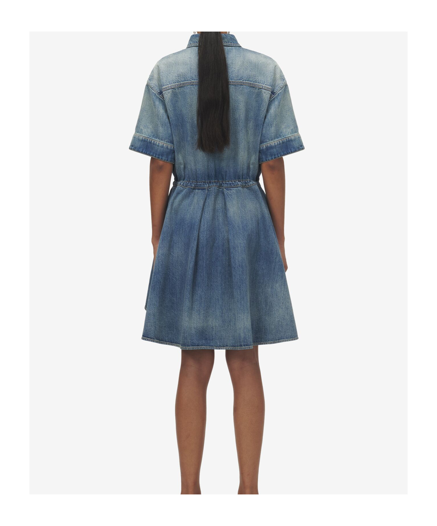 Alexander Mcqueen Stonewashed Denim Shirt Dress In Blue