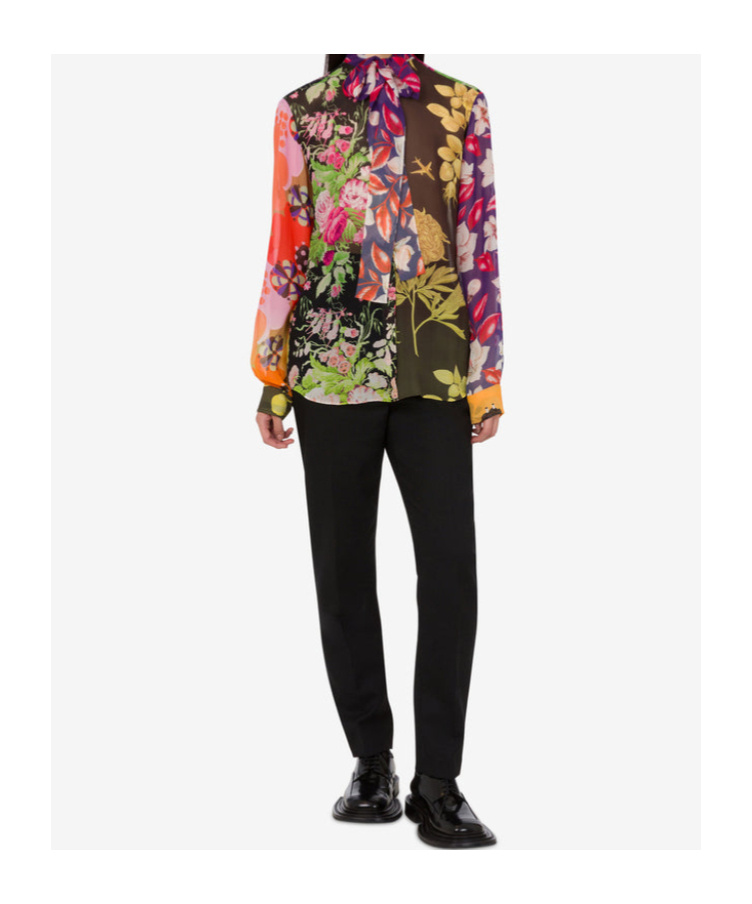 Moschino Printed Silk Georgette Shirt In Multi