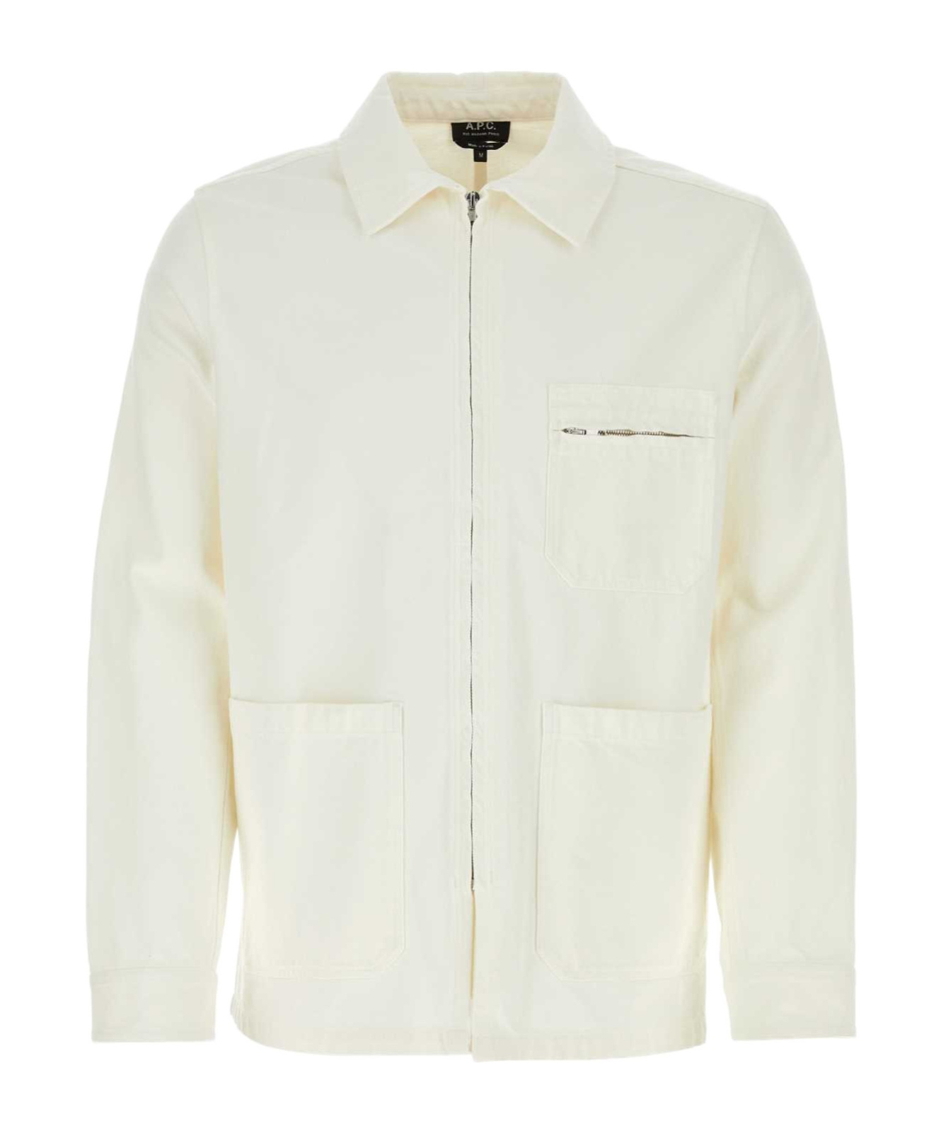 Apc A.p.c. Connor Zipped Denim Jacket In White