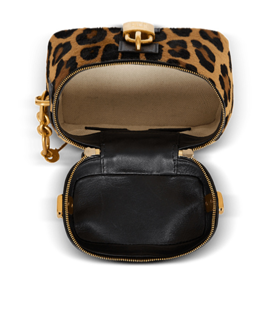 Balmain Pulse Vanity Leopard Print Leather Bag In Brown