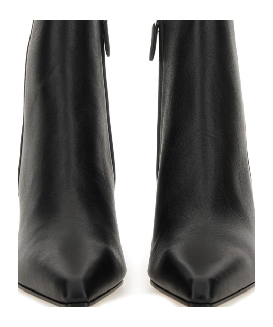 Paris Texas Block Heel Ankle Boots With Pointed Toe In Black