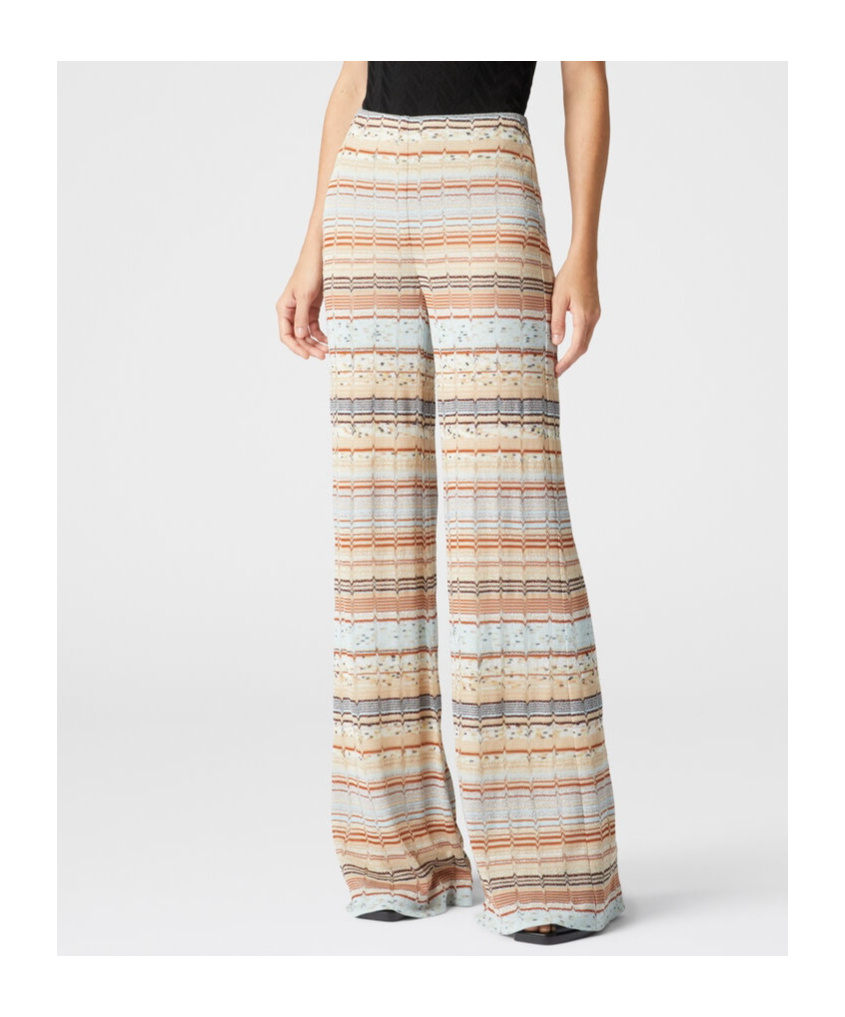 Shop Missoni Striped Palazzo Pants In Nude