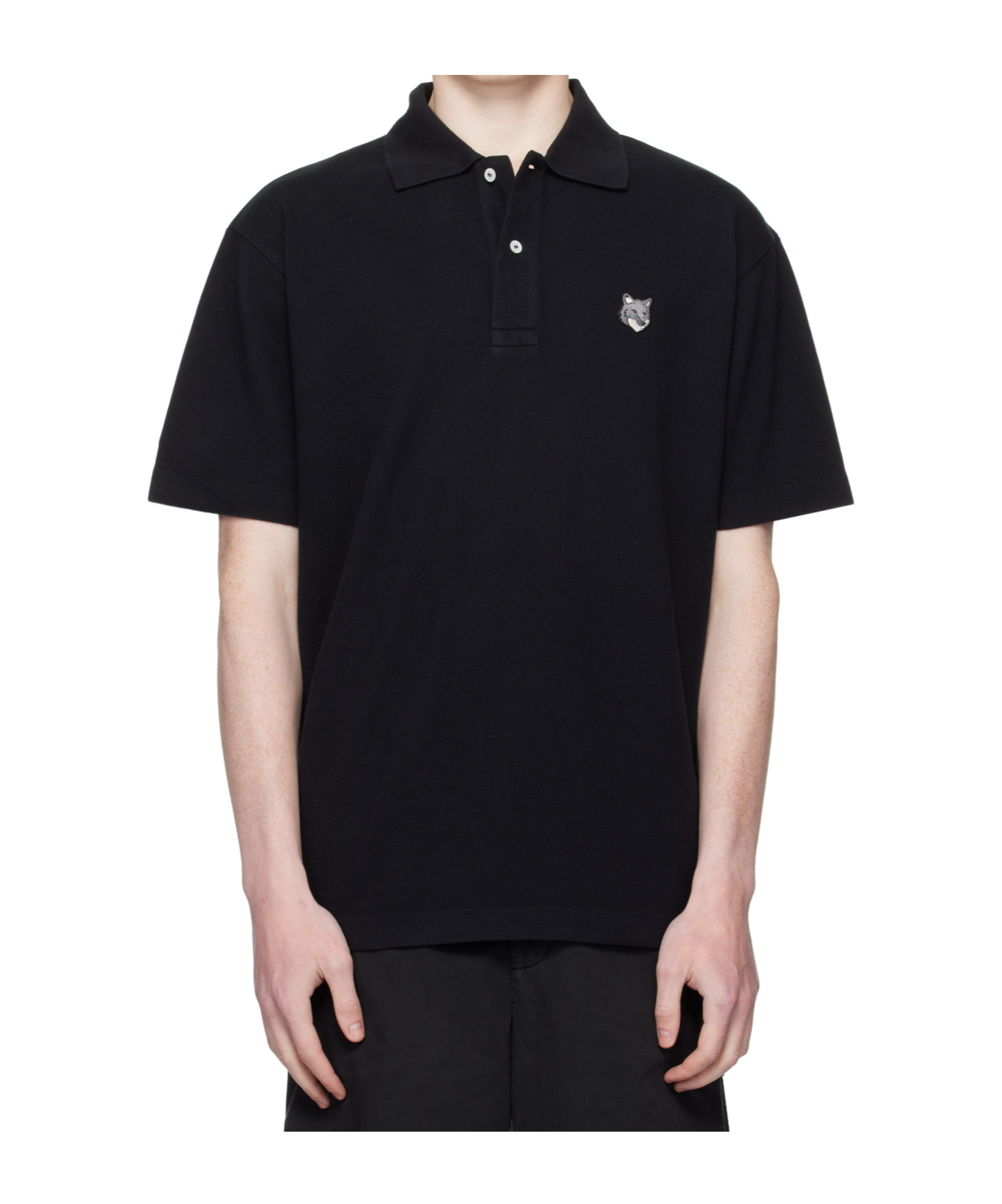 Maison Kitsuné Polo Shirt With Short Sleeves And Collar In Black