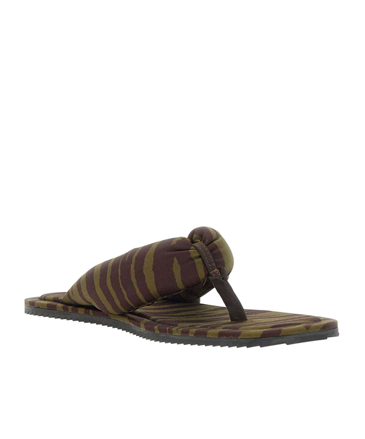 Shop Attico ''indie'' Dark Green And Dark Brown Flat Thong