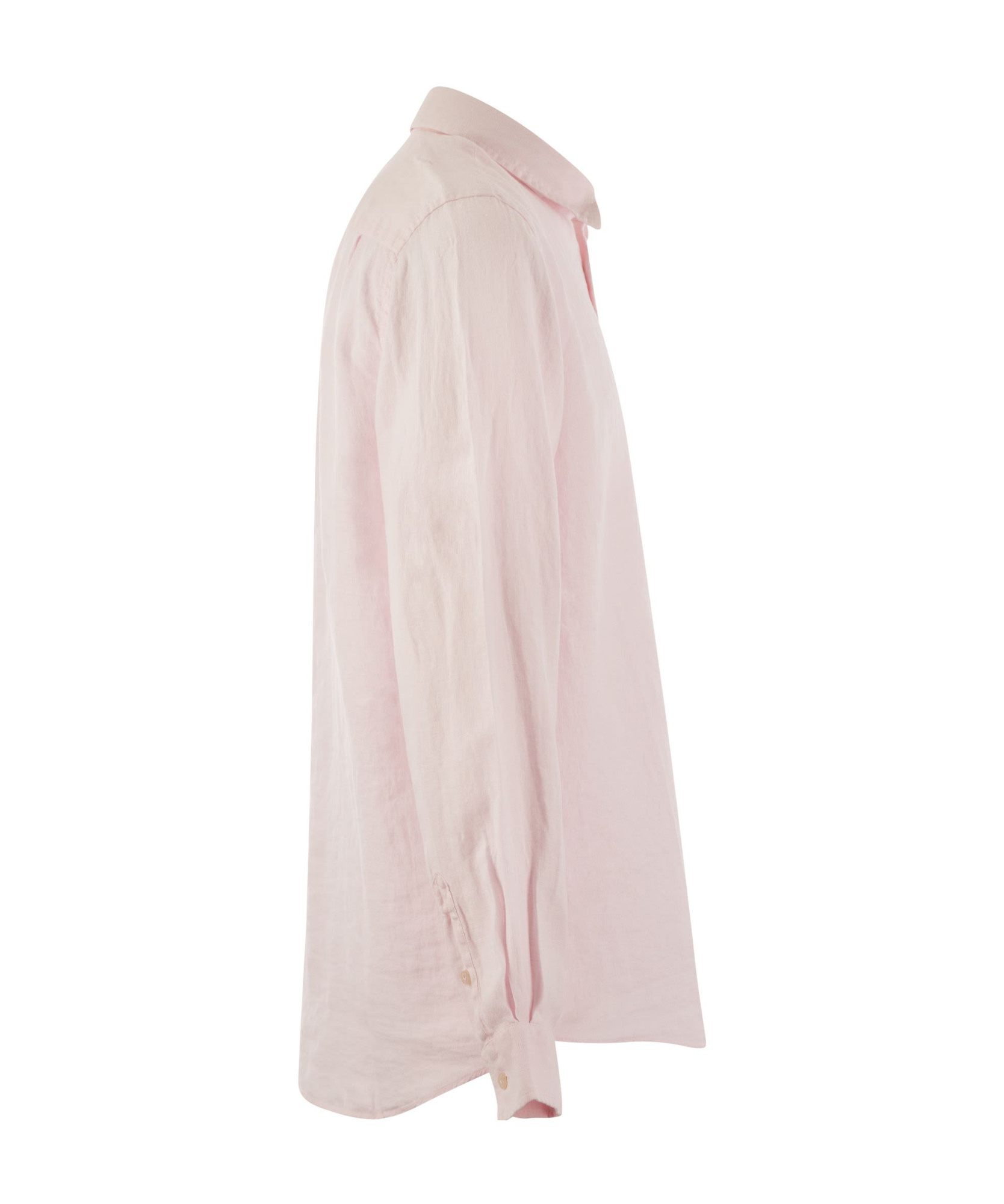 Vilebrequin Caroubis Solid Shirt In Linen In Pink
