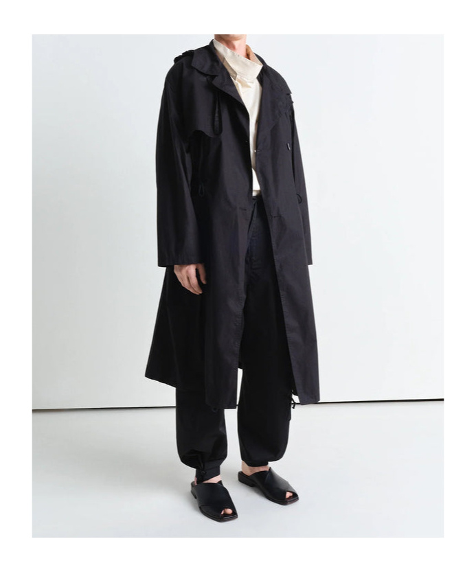Lemaire Wool Coat In Black