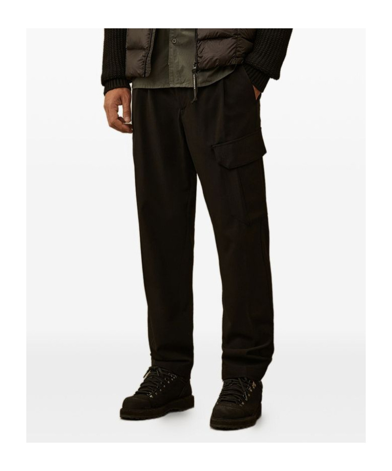 C.p. Company Cargo Pleated Trousers In Black