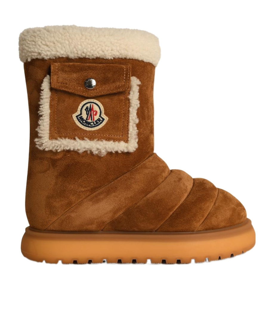 Moncler Gaia Pocket Suede Ankle Boots In Brown