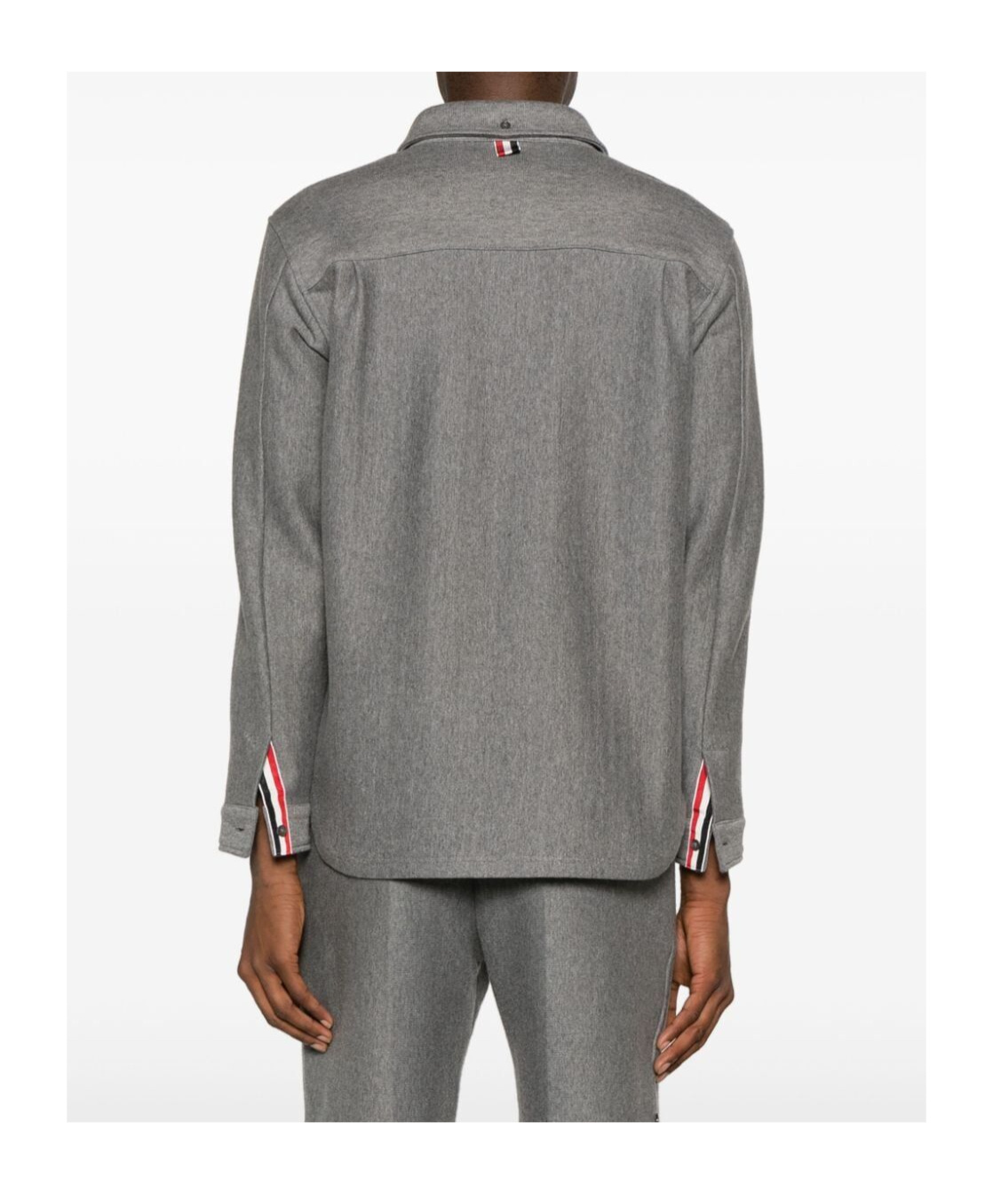 Shop Thom Browne Rwb-stripe Cotton Overshirt In Gray