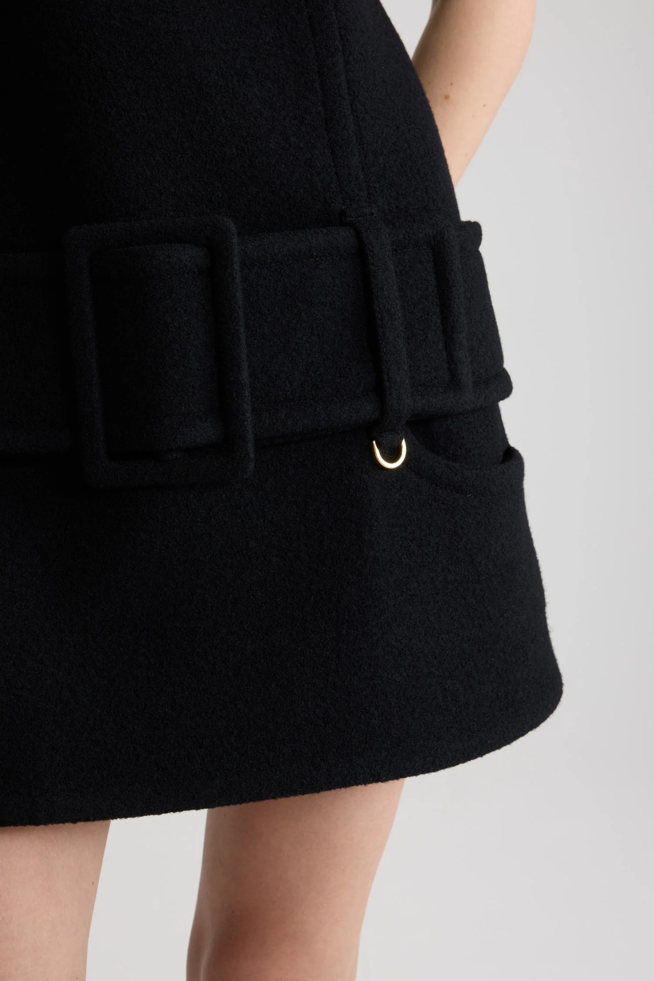 Patou Boiled Wool Mini Dress In Black