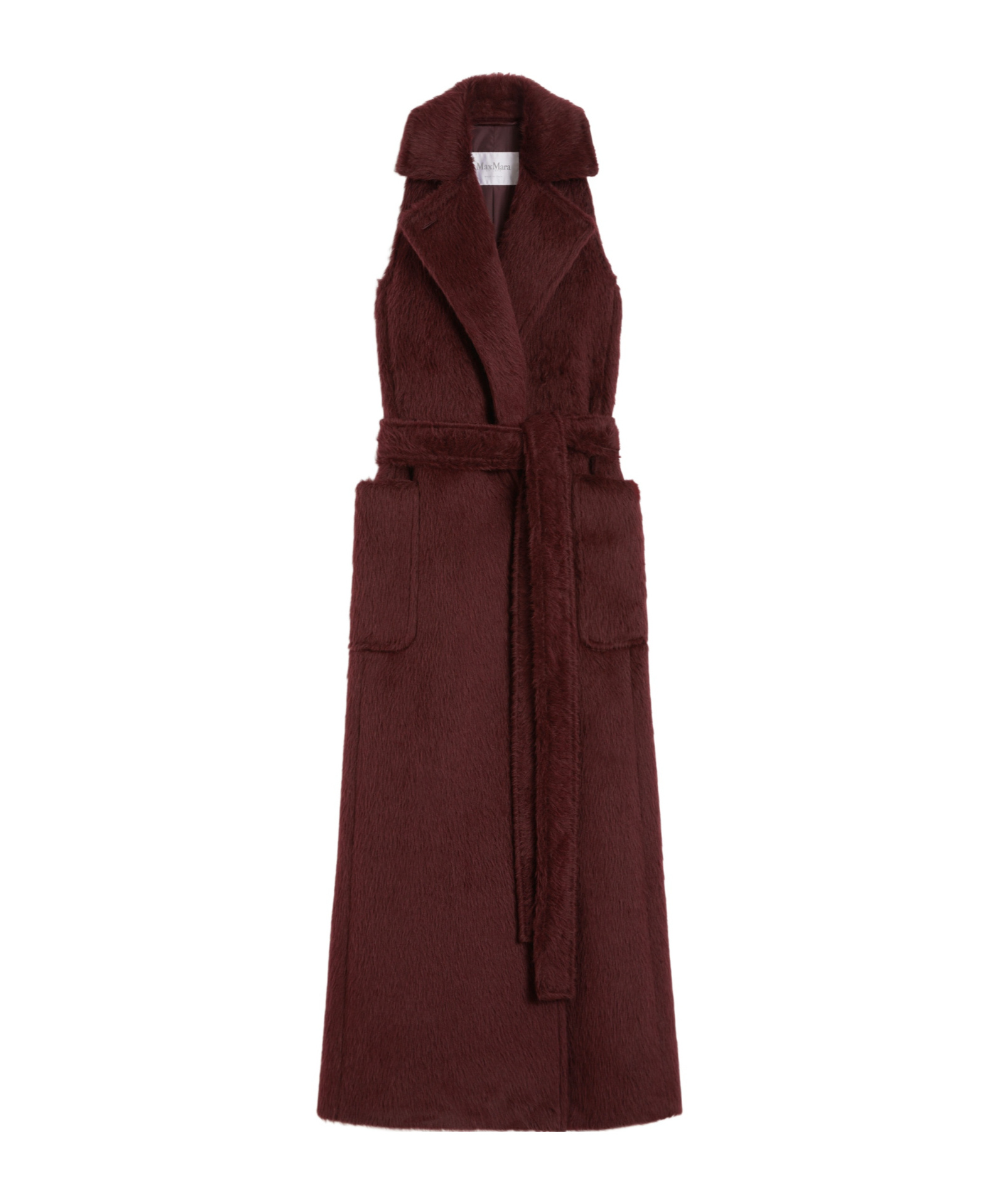 Max Mara Sleeveless Wool And Alpaca Coat In Brown