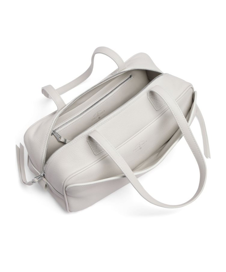 Balenciaga Small Calf Leather Carrie Bowling Top-handle Bag In White