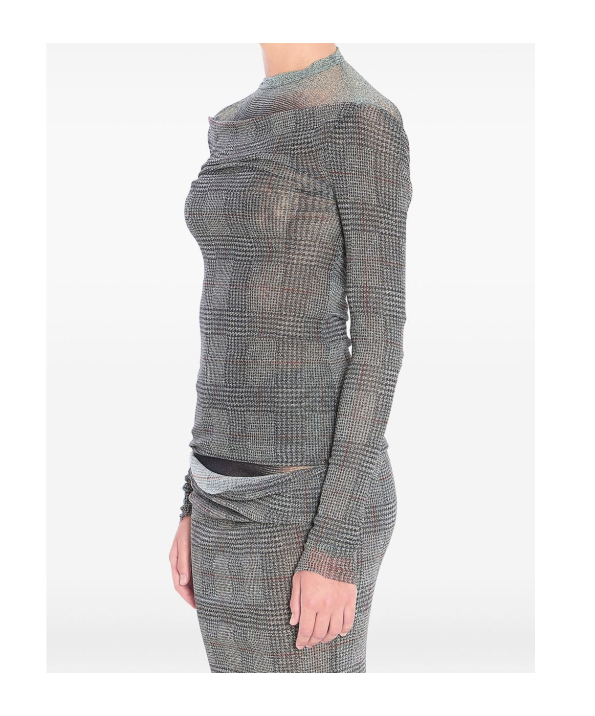 Jean Paul Gaultier Body Shadow And Prince Of Wales Top In Gray