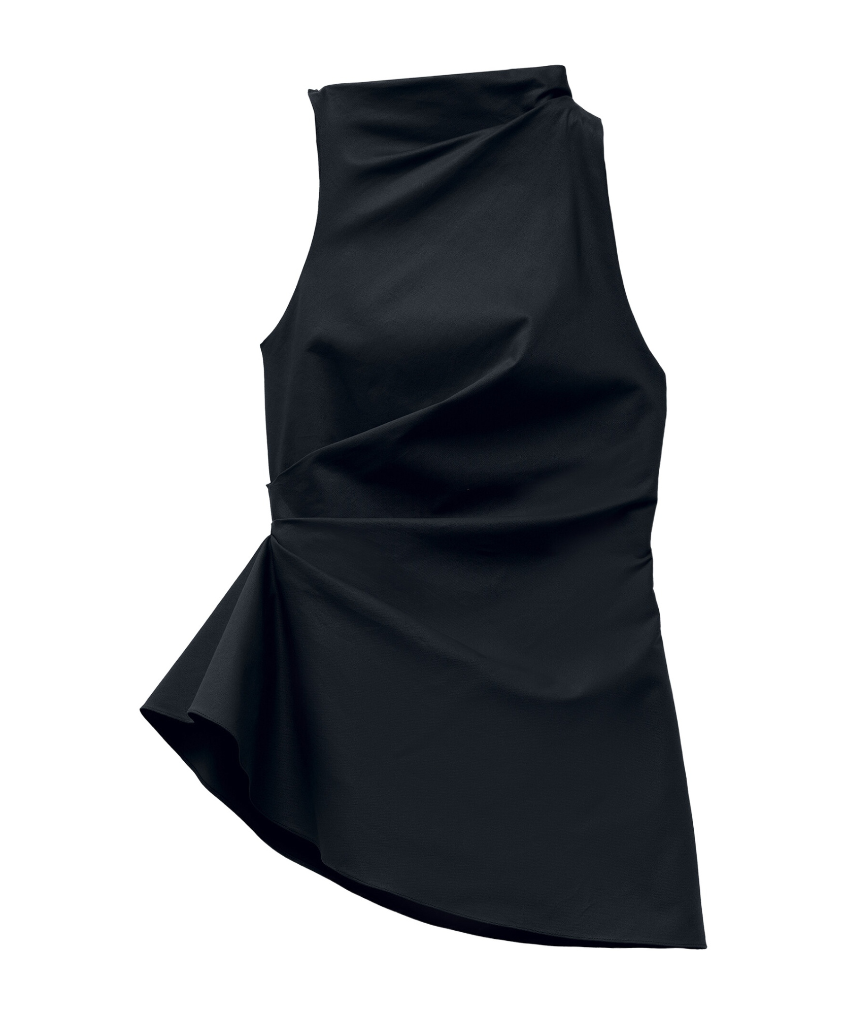 Alexander Mcqueen Asymmetrical Pleated Top In Black