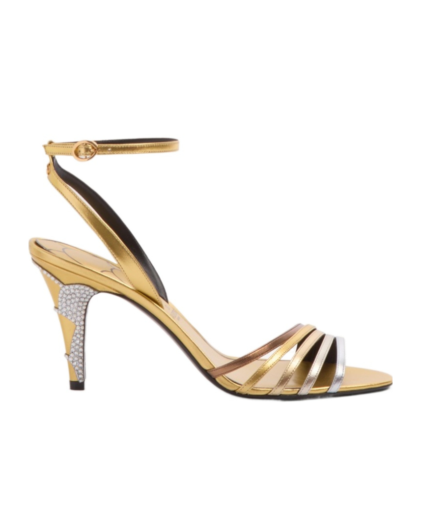 Valentino Ladycrush 85 Crystal-embellished Metallic Leather Pumps In Nude