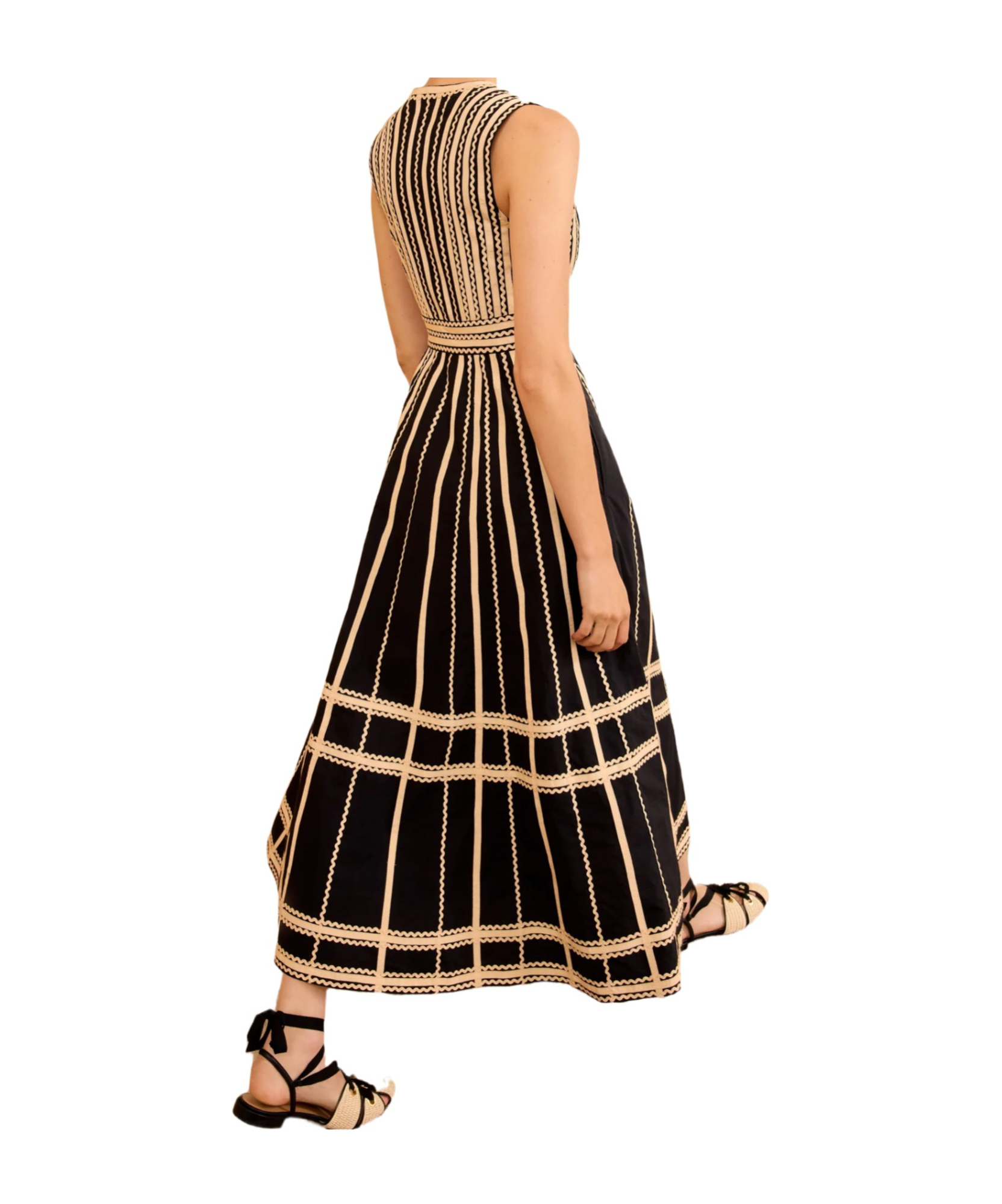 Ulla Johnson Palermo Ricrac And Grosgrain-trimmed Cotton-poplin Midi Dress In Black