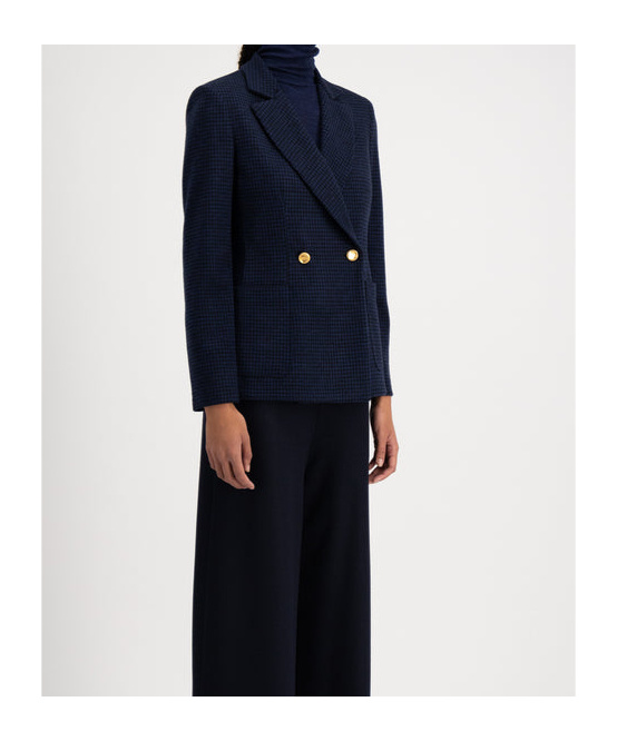 Harris Wharf London Double Breasted Jacket With Vichy Pattern In Wool Blend In Black