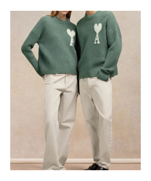 Shop Ami Alexandre Mattiussi Logo Knitted Sweater In Green