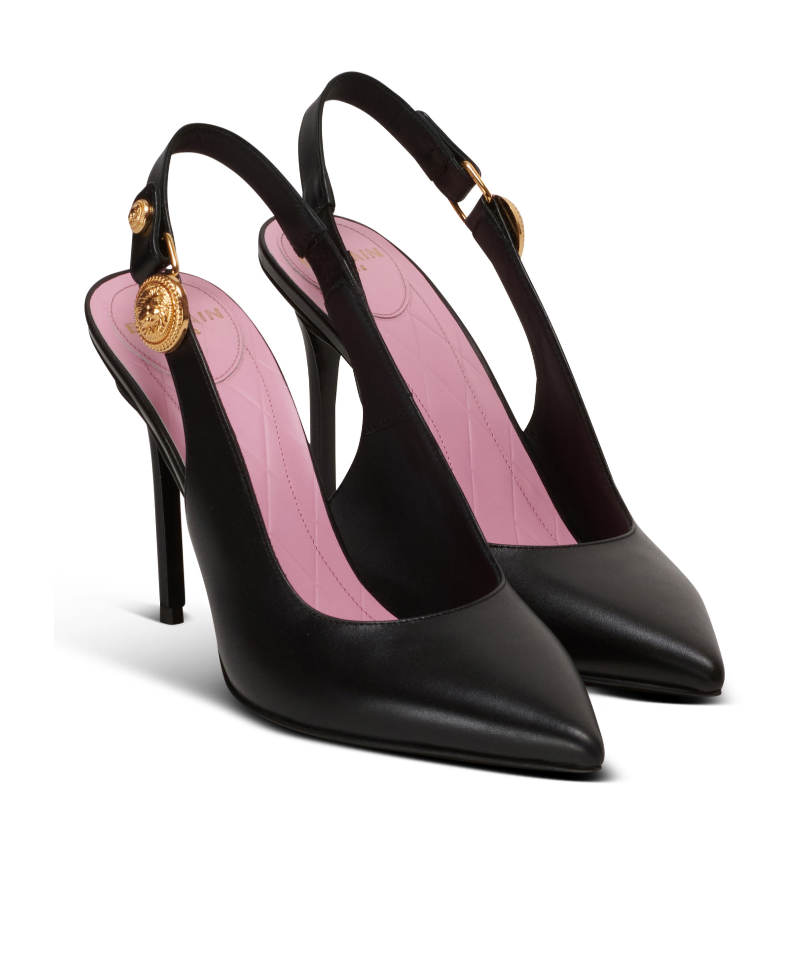 Balmain Eva 95 Calf Leather Slingback Pumps In Black