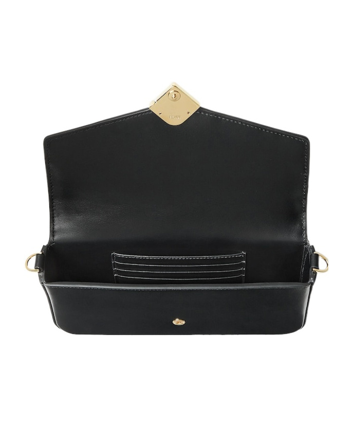Fendi Ff-embossed Flap Wallet-on-chain In Black