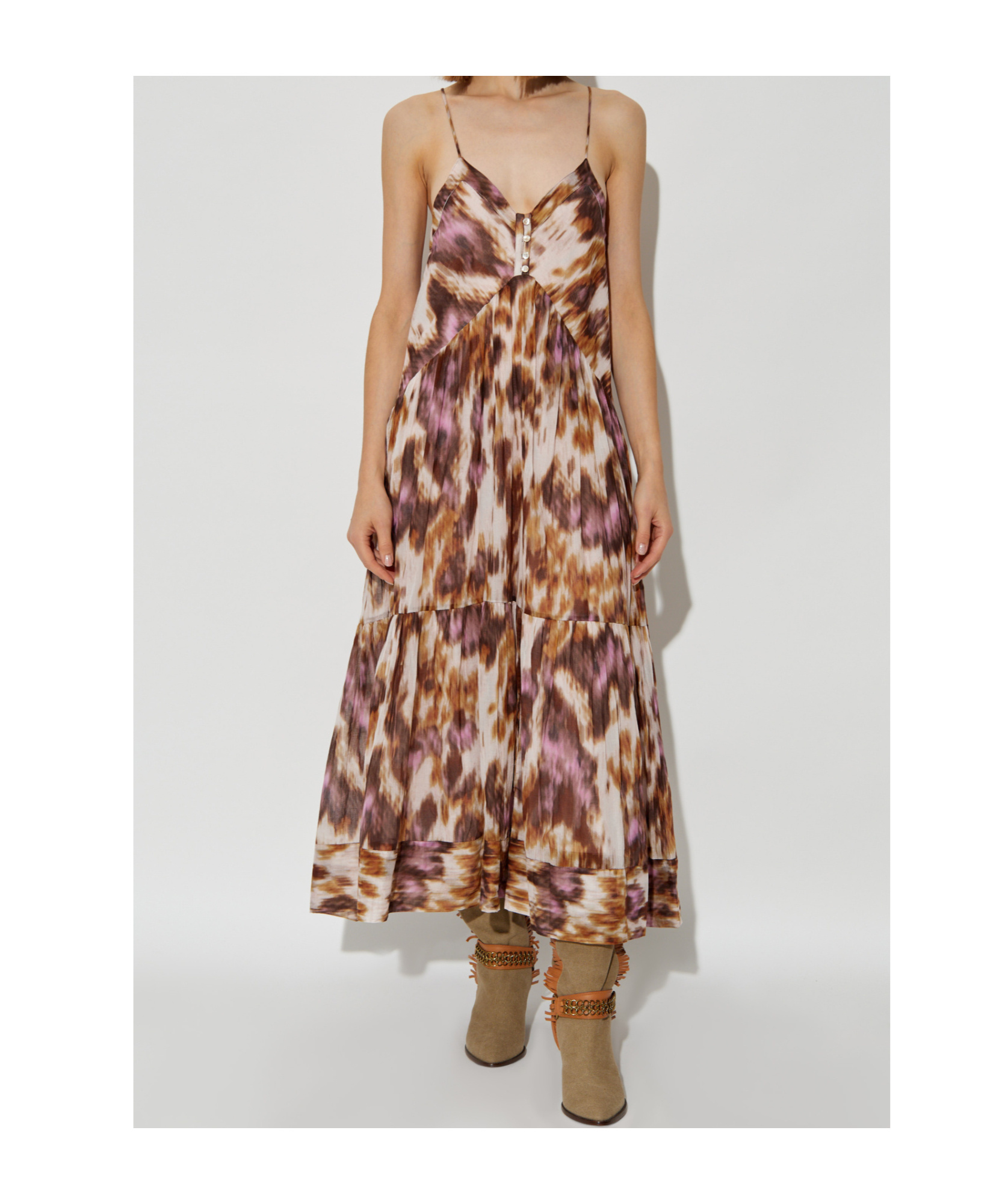 Isabel Marant Étoile Sabba Sleeveless Printed Midi Dress In Nude