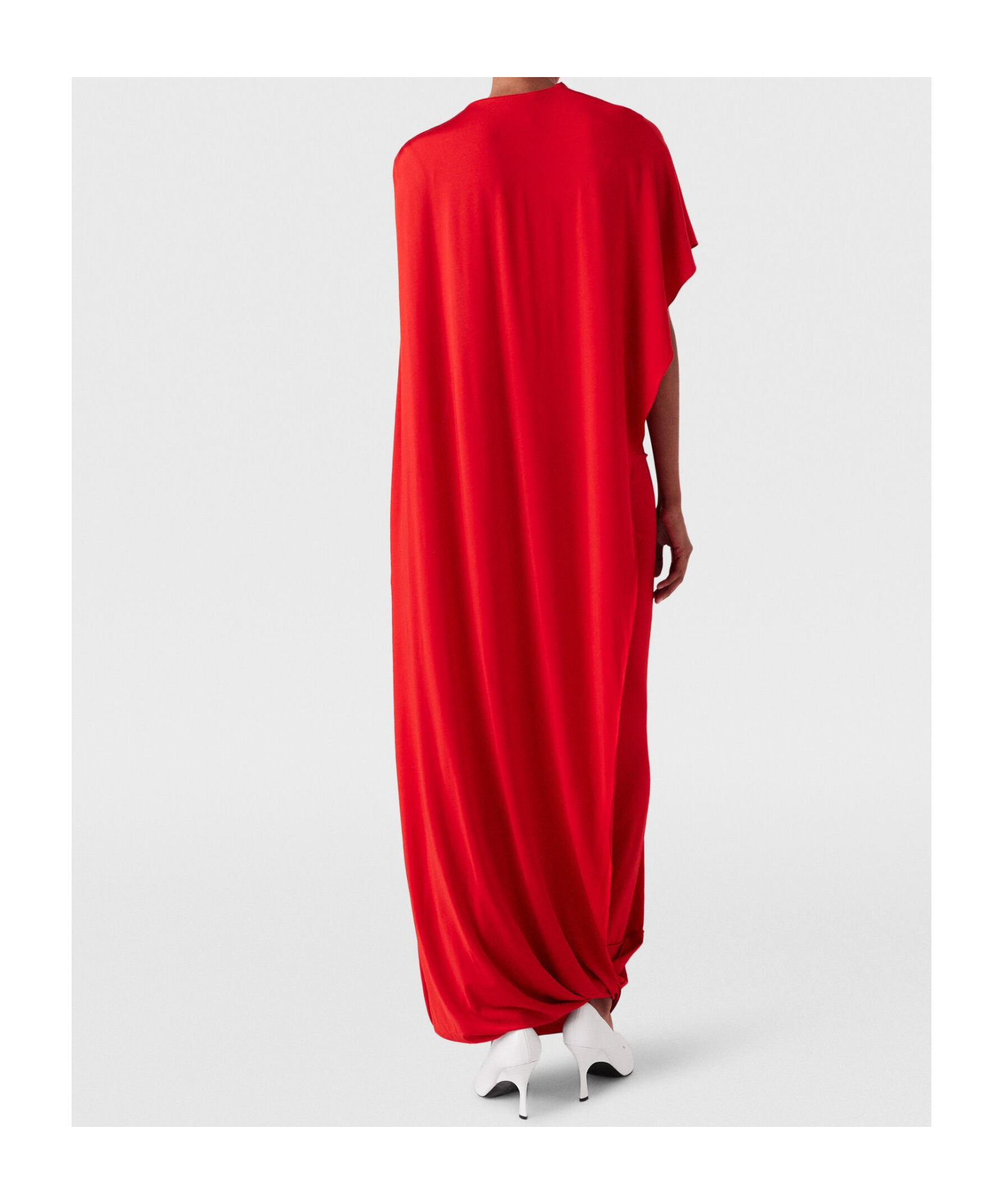 Stella Mccartney Draped Asymmetric Sleeve Gown In Red