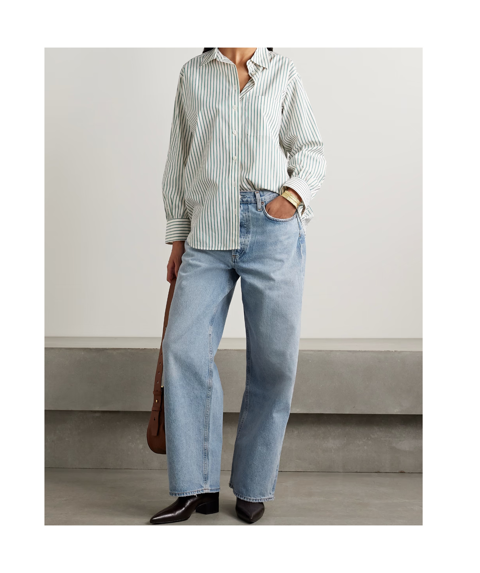 Agolde Denim Trousers With Belt Loops In Blue