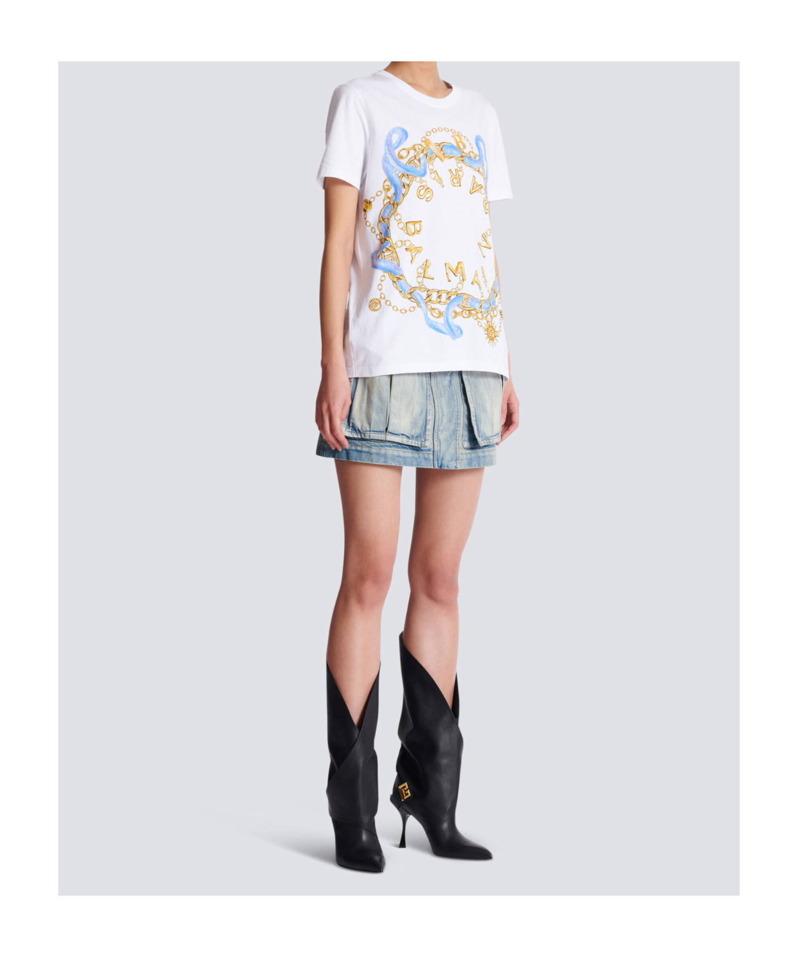Balmain Paris Chain Print T-shirt