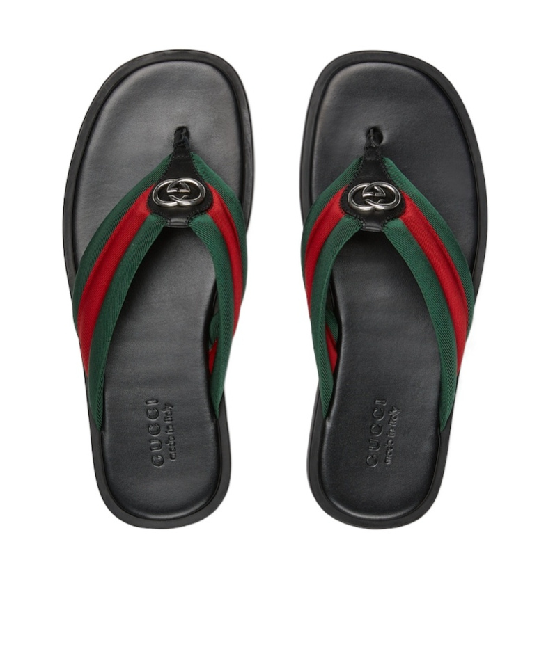 Gucci Gg Web Stripe Slides In Multi