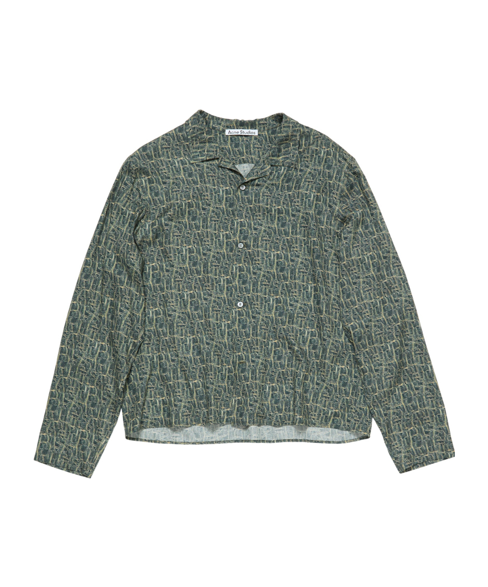 Acne Studios Monogram Button-up Shirt In Green