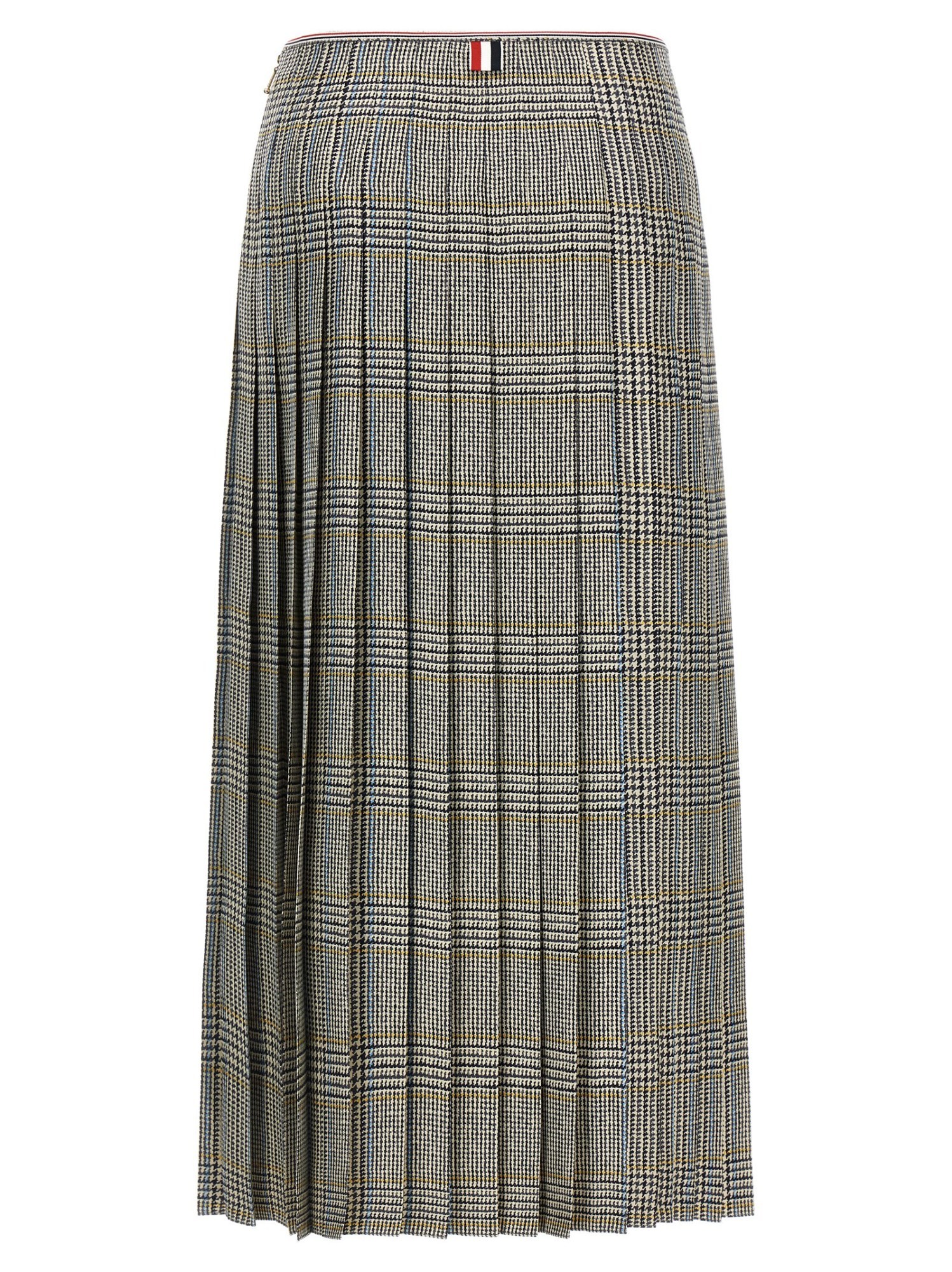 Thom Browne Houndstooth-pattern Pleated Midi Skirt In Green