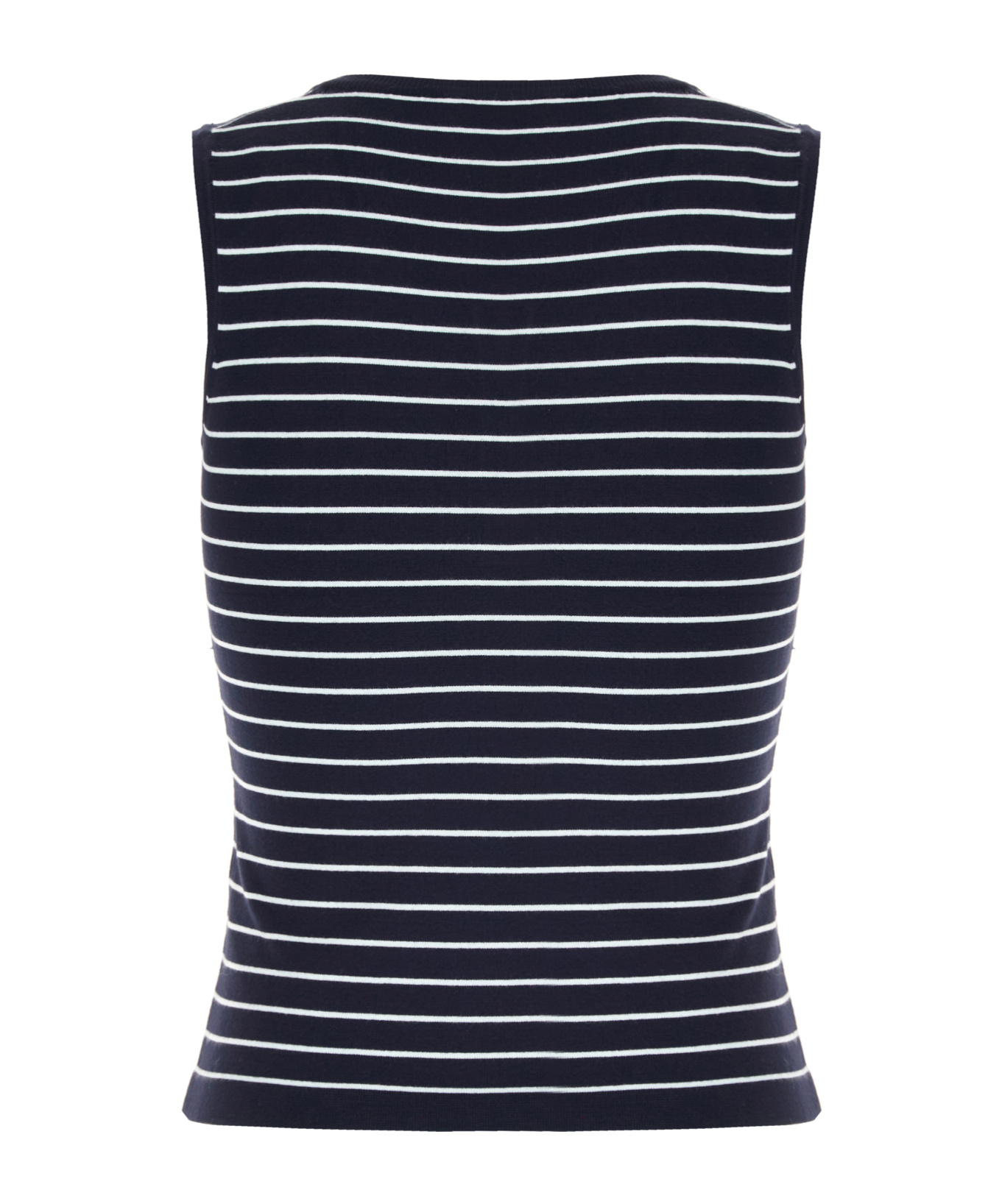 We11 Done Sleeveless Striped Button Ribbed Top In Blue