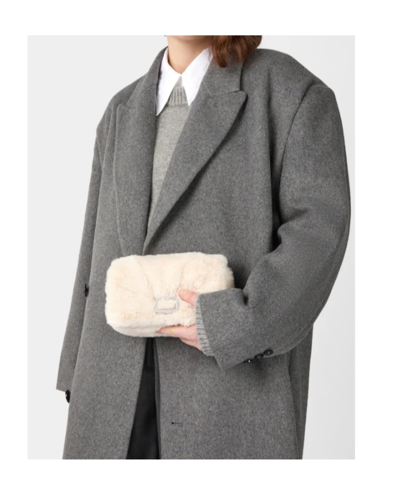 Roger Vivier Viv' Choc Phone Holder In Faux Fur In White