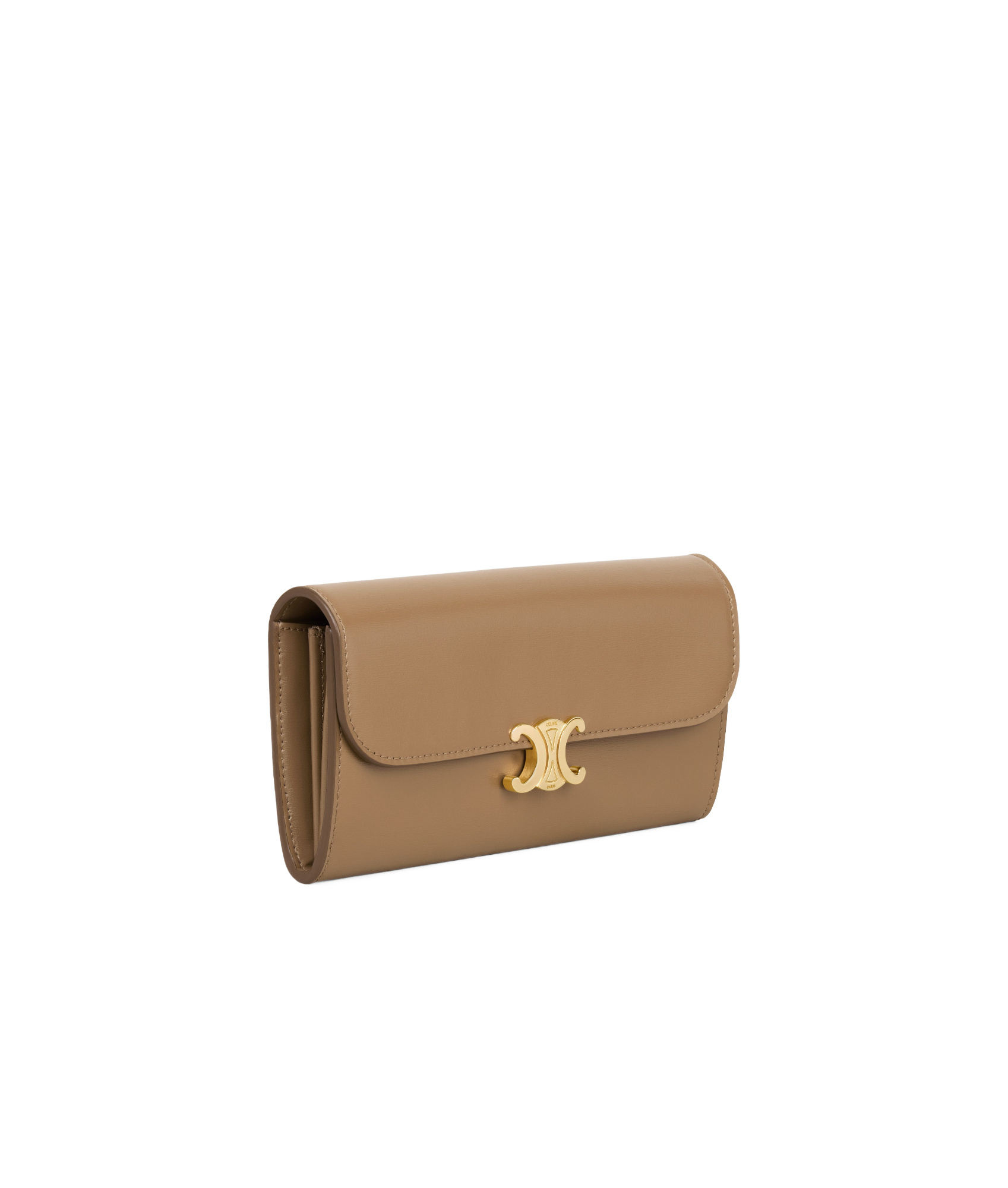 Celine Large Trimphe Wallet In Dark Tan