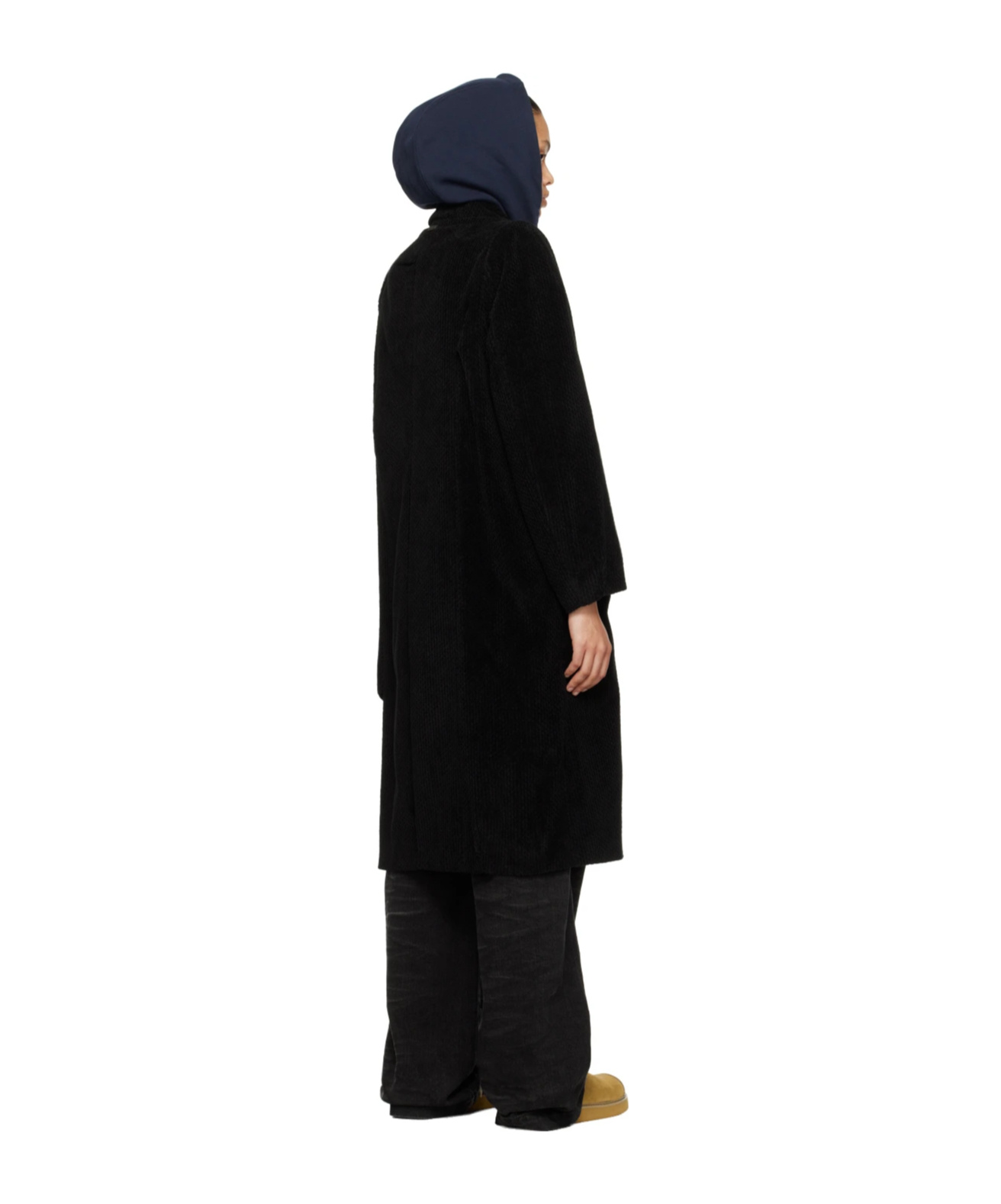 Ader Error Flat Lapel Collar Button Coat In Black