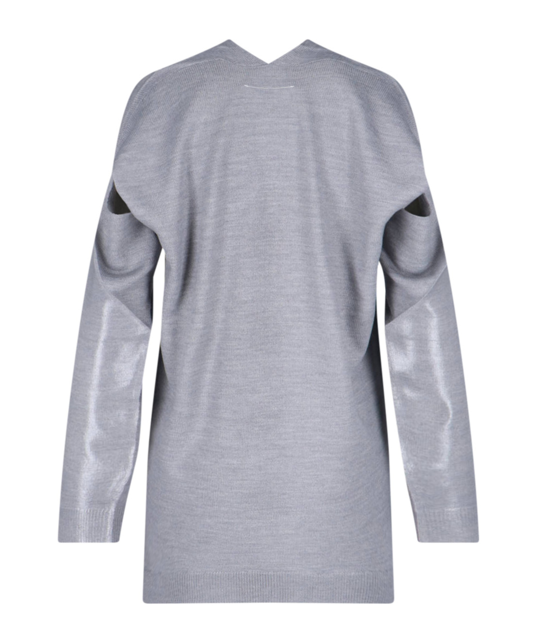 Mm6 Maison Margiela Shiny V Neck Knitwear With Long Sleeves In Grey