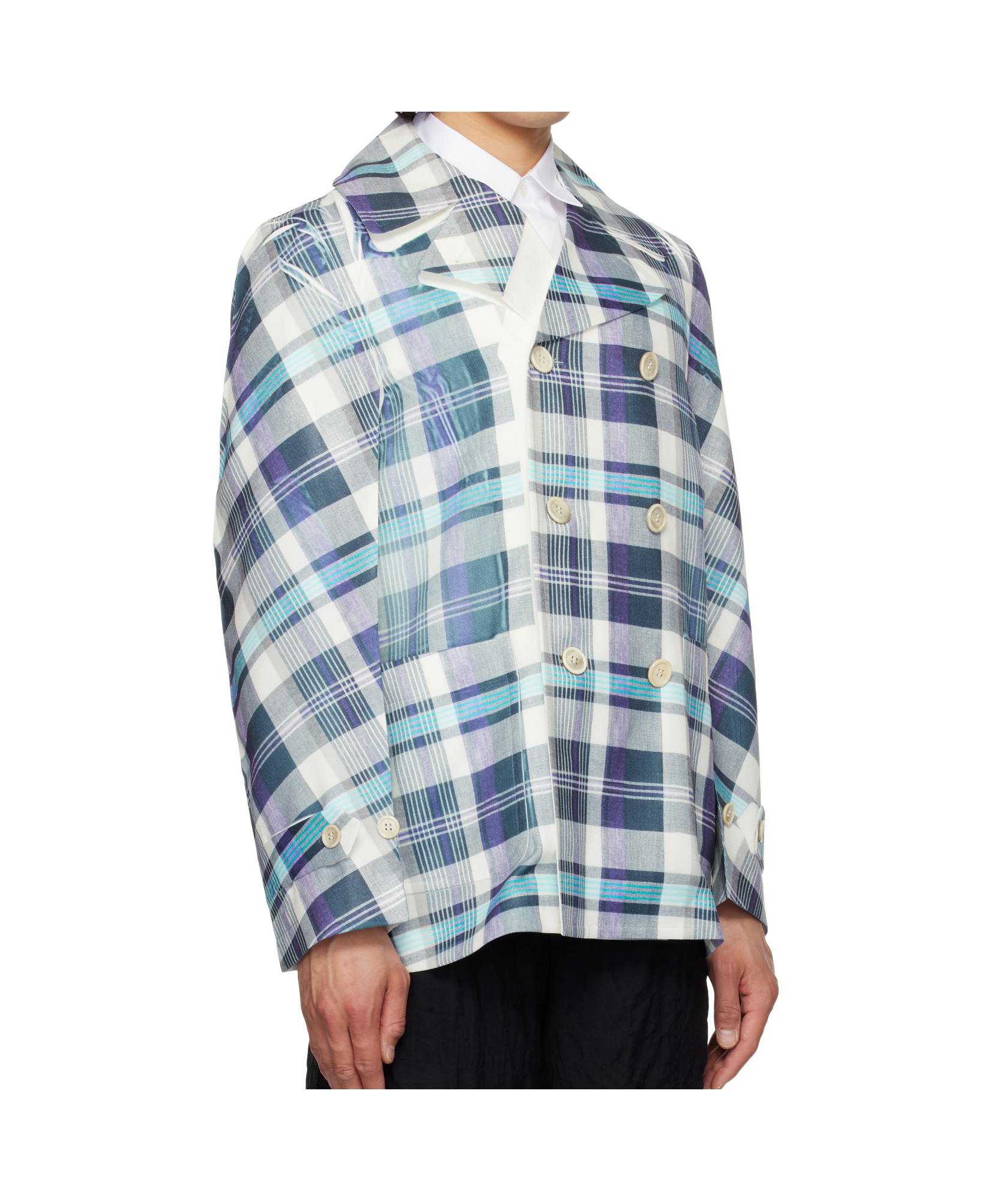 Comme Des Garçons Twill Garment Printed Blazer In Blue