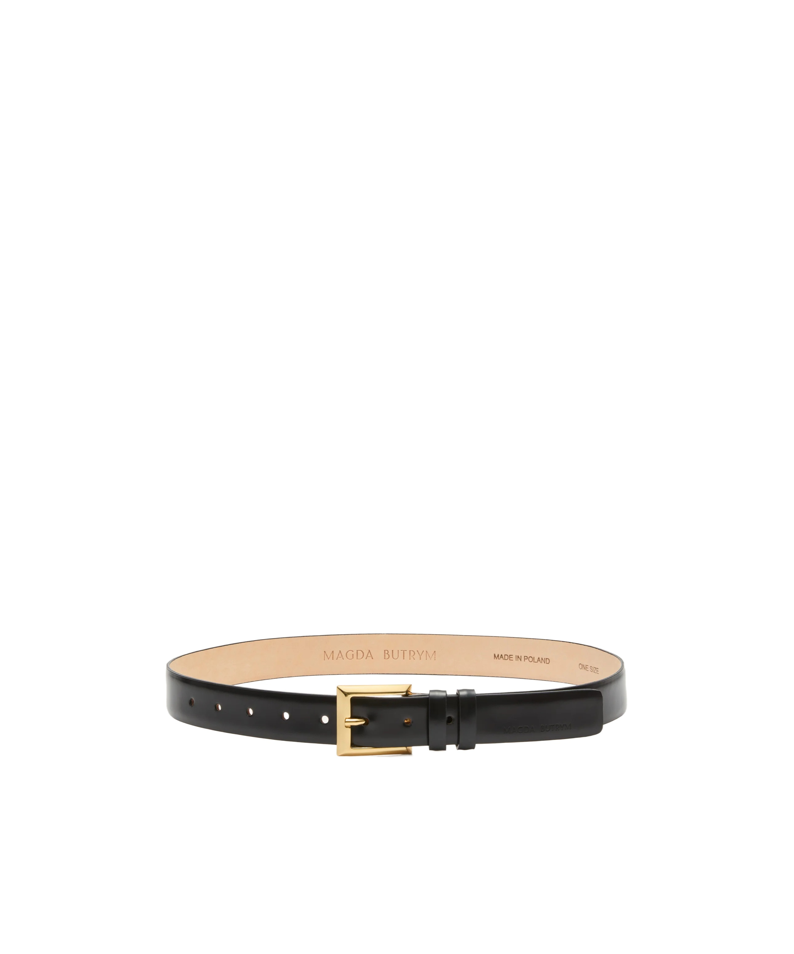 Magda Butrym Contrast-stitched Black Leather Belt In Gold In Black