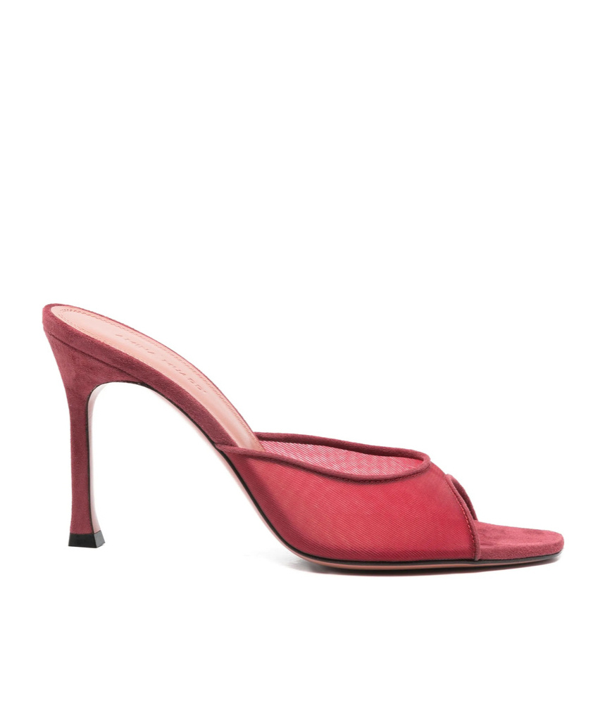 Amina Muaddi Square-toed High-heeled Sandals In Burgundy
