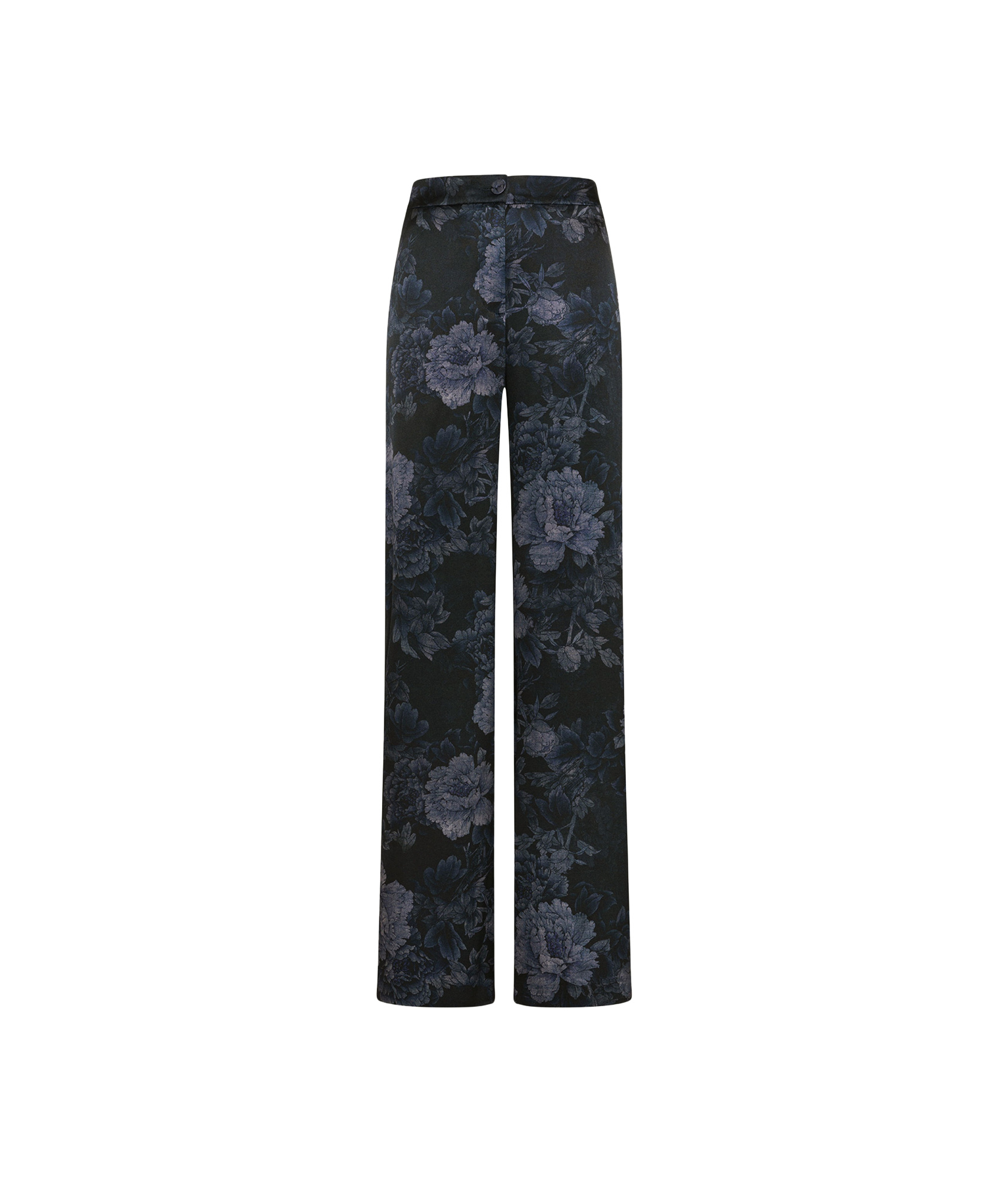 Momoní Misaki Pants In Printed Stretch Satin In Black