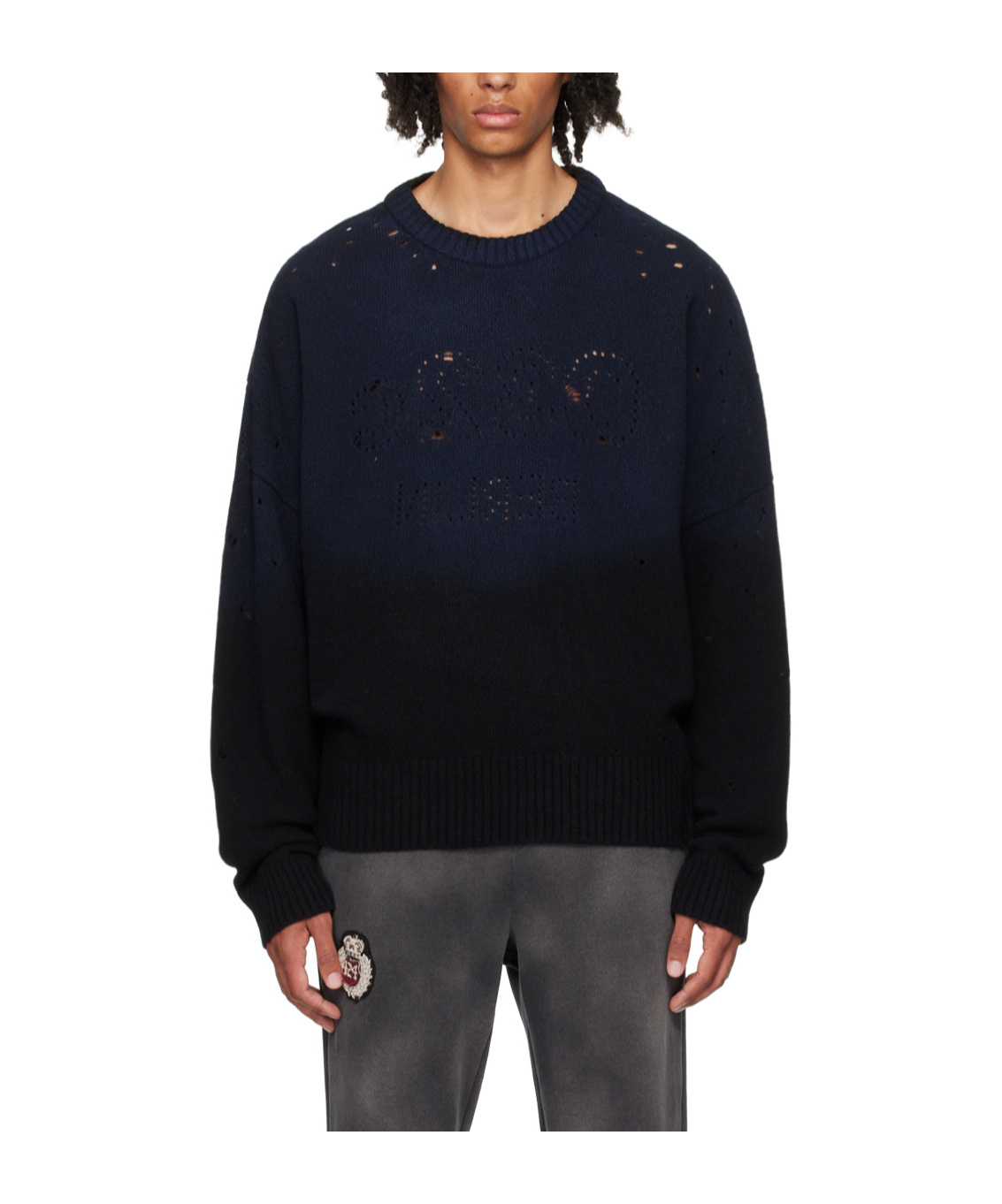 032c Dip-dye Cut-out Sweater In Black