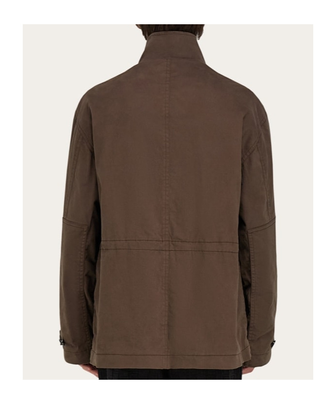Ferragamo High Neck Concealed Fastened Jacket In Brown