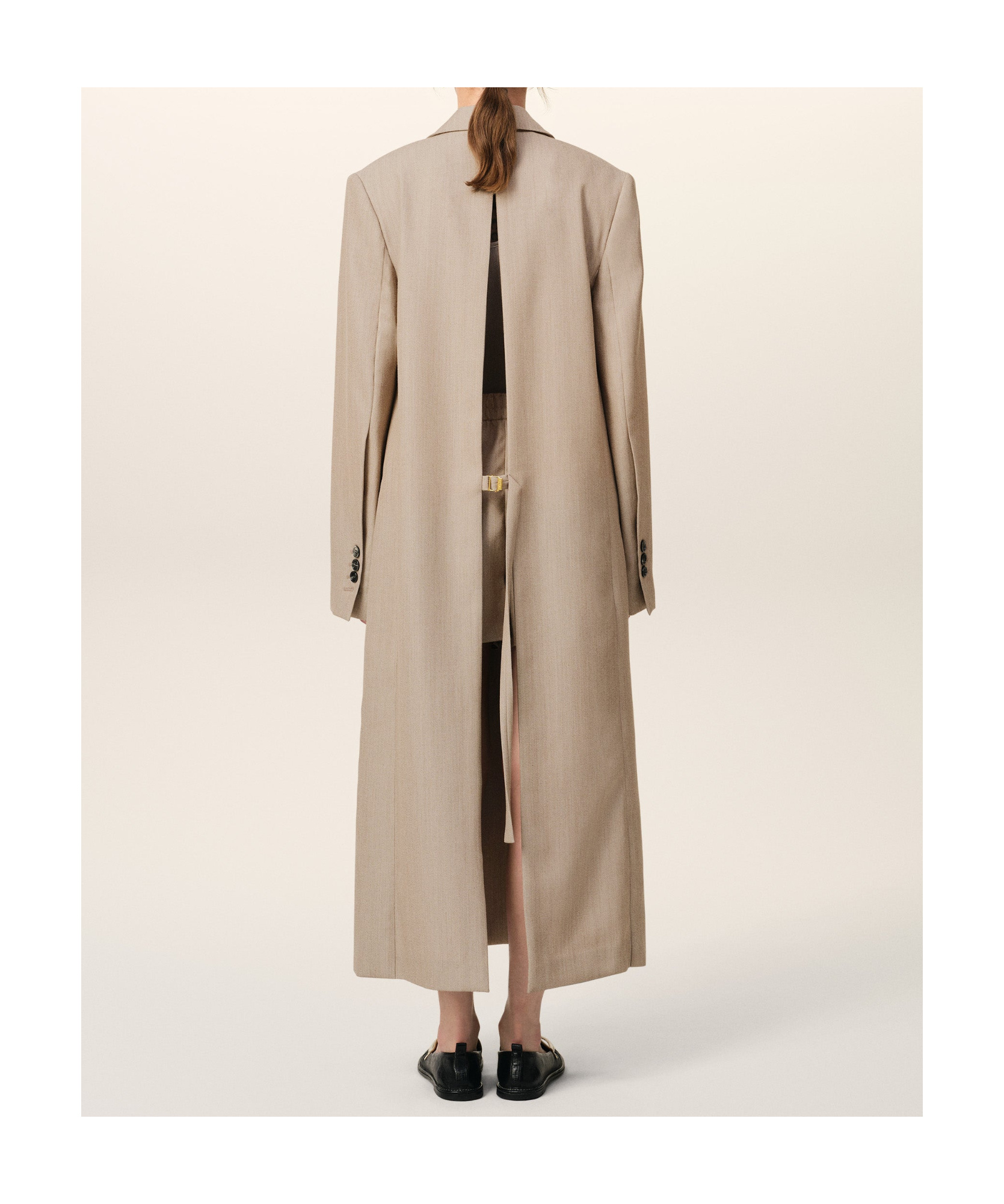 Ami Alexandre Mattiussi Beige Wool Back Slit Long Coat Beige In Nude