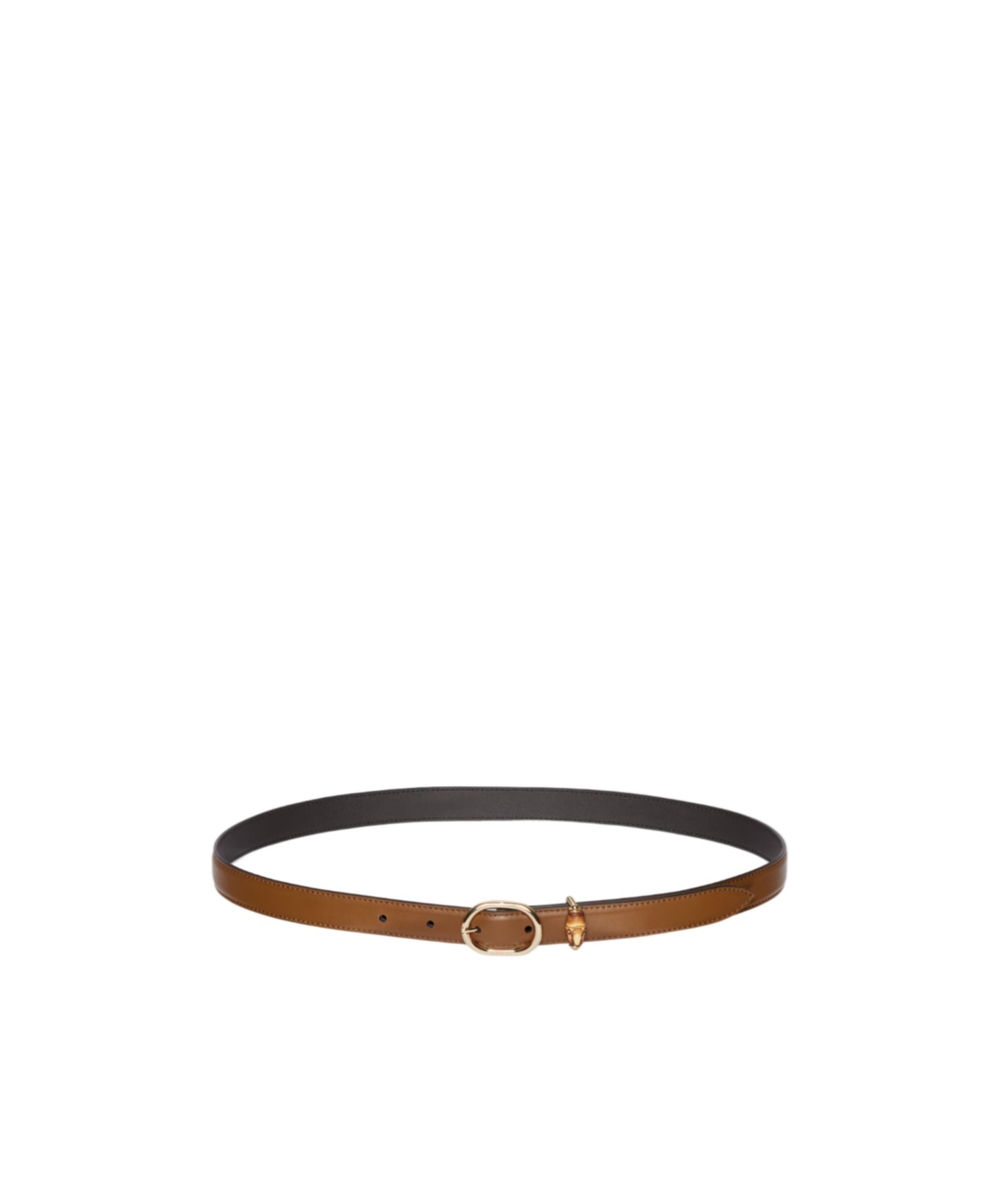 Gucci Thin Belt With Oval Buckle In Brown