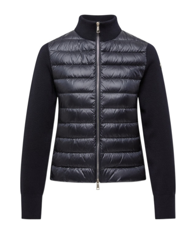 Moncler Women Nylon Down Jacket With Virgin Wool Inserts In Black