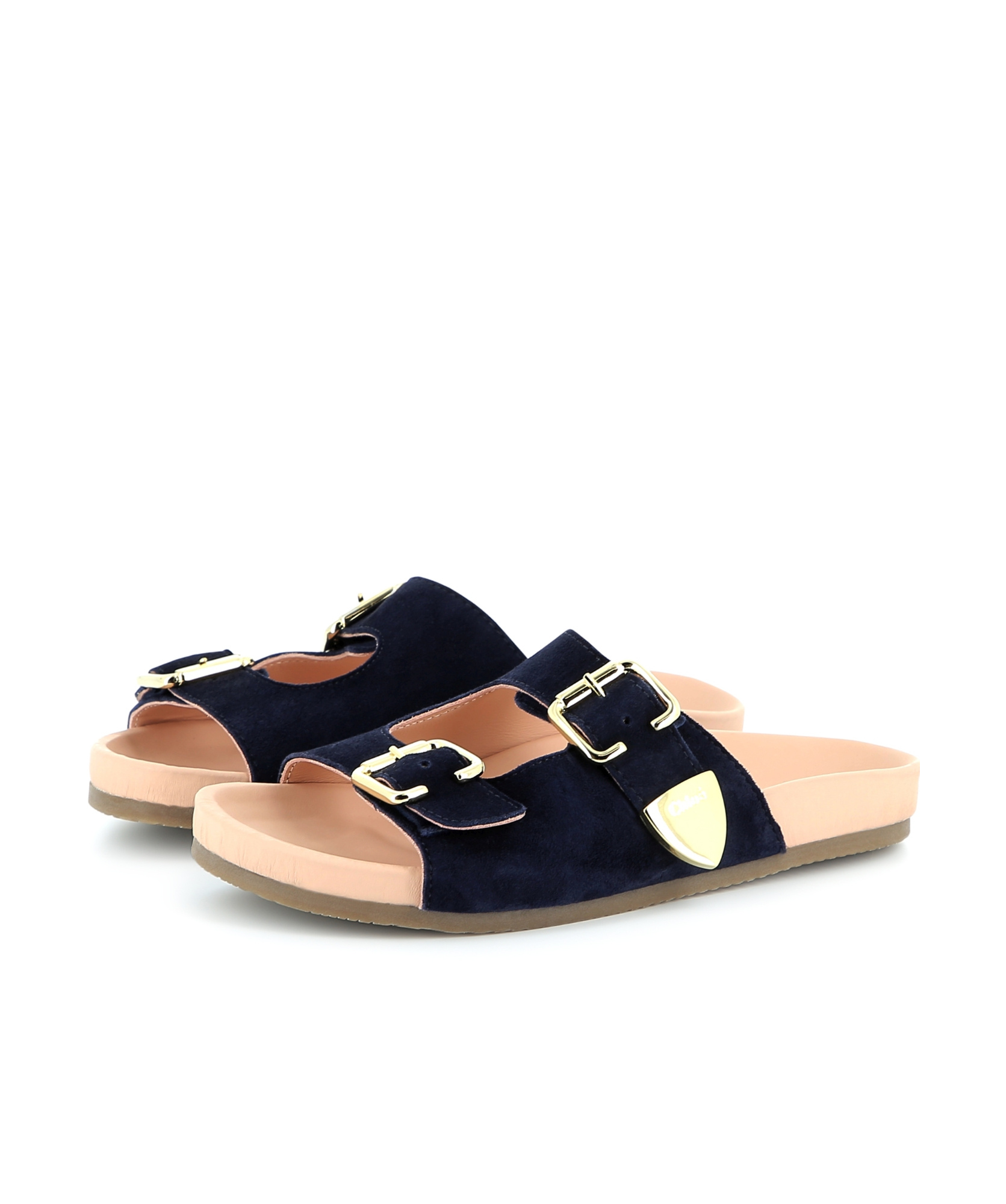 Chloé Kids Buckle-strapped Slides In Black