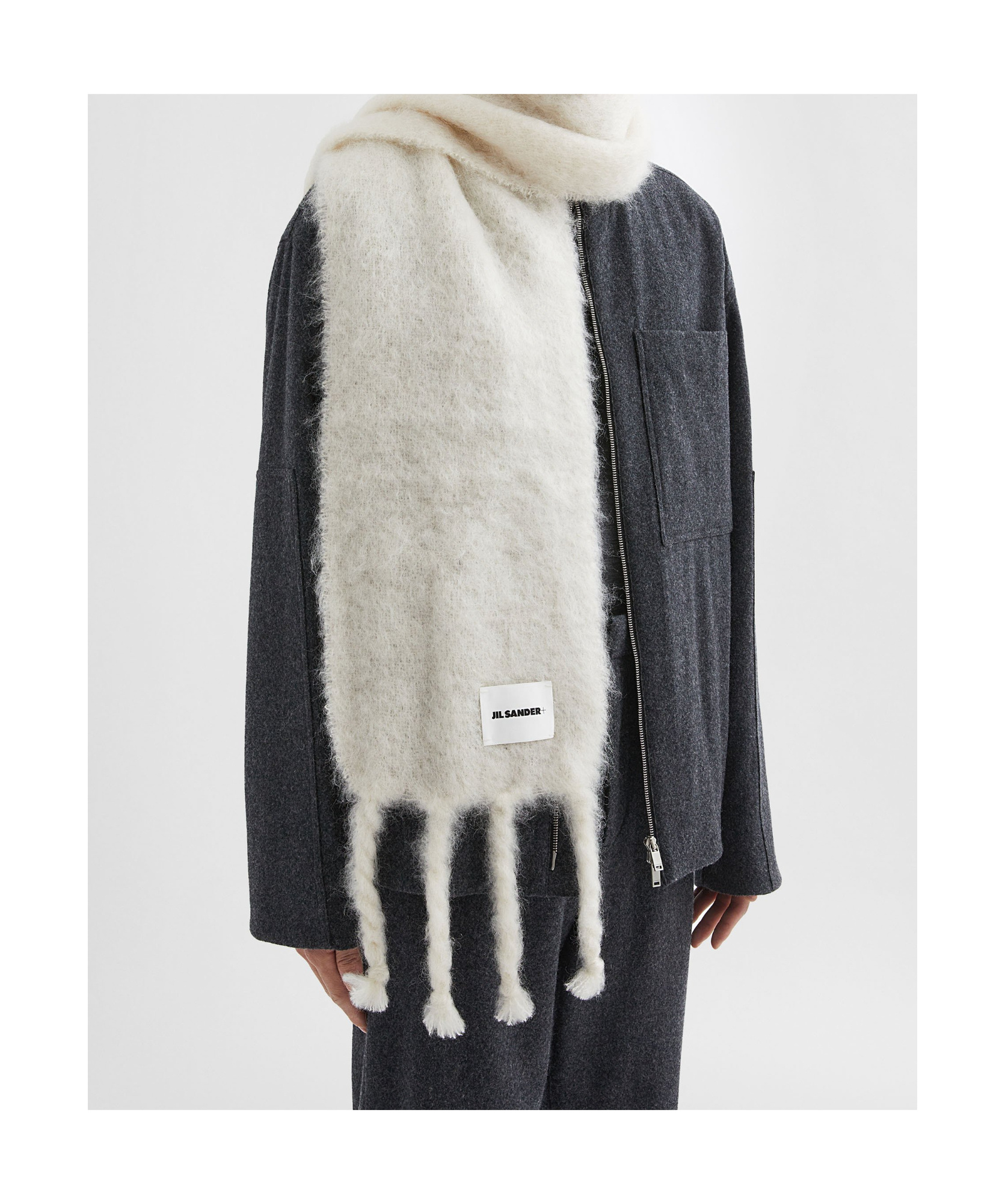Jil Sander Wool Blend Scarf In White