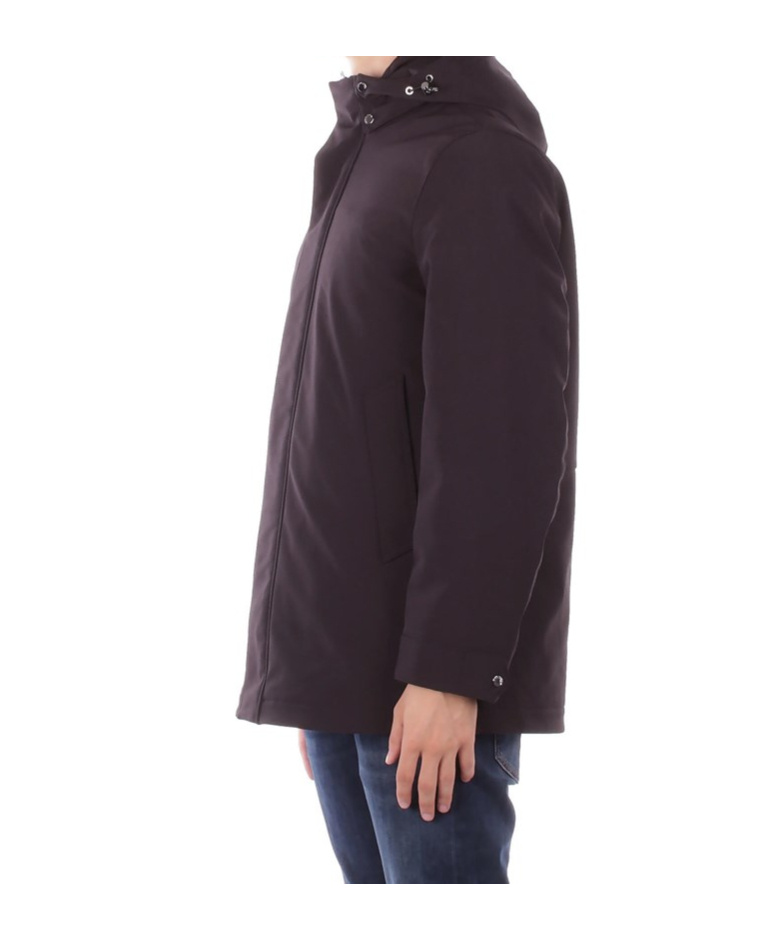 Woolrich Long Sleeved Hooded Buttoned Coat In Purple